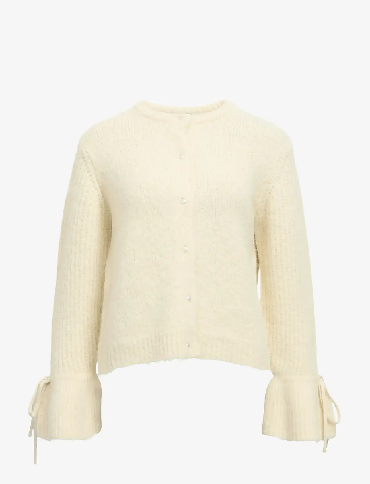 Object - OBJSALIKA L/S RE KNIT CARDIGAN 142 - koftor - white sand - 1