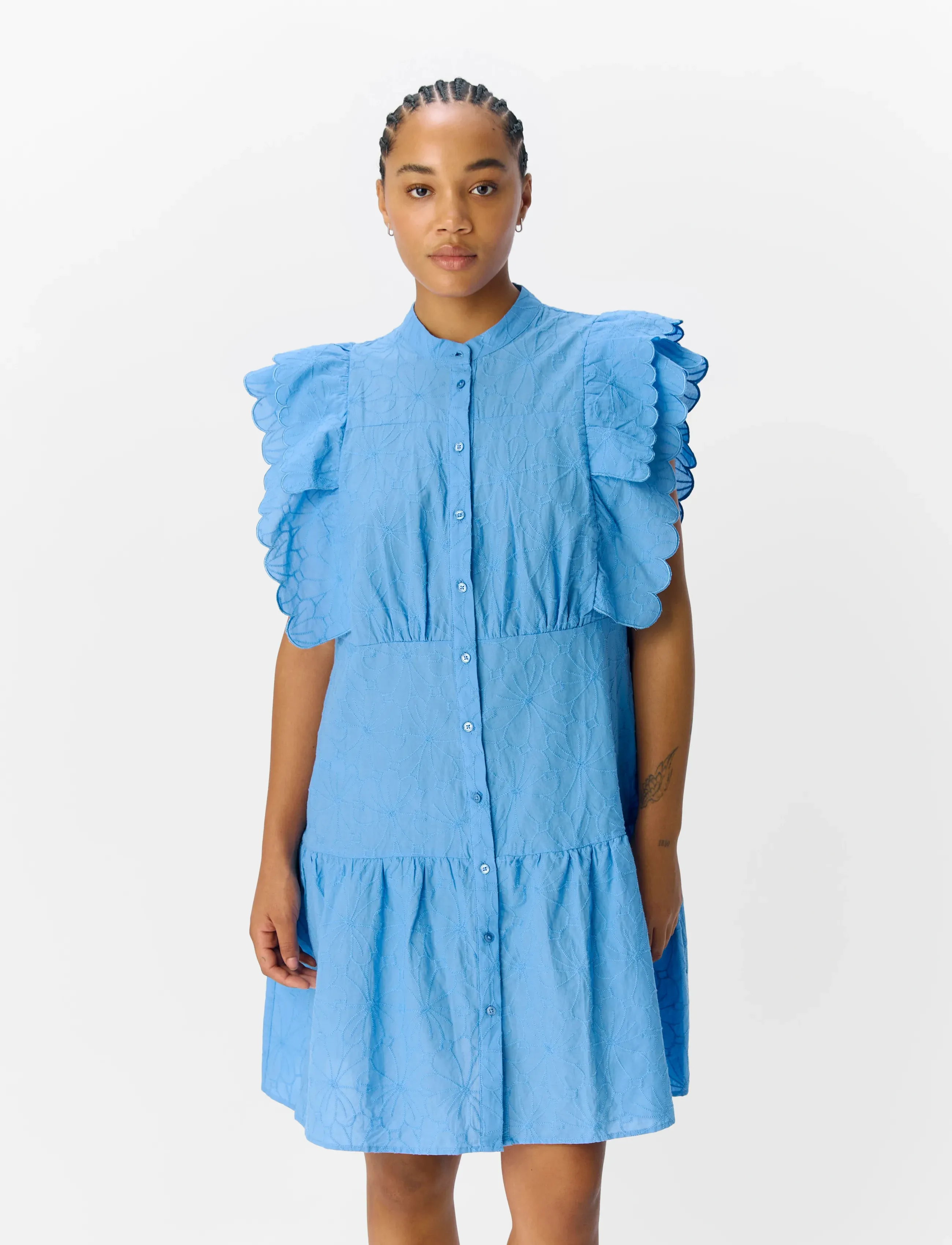 Object Objilly Hope S/S Short Dress E Hs 25, 40, Dresses, Blau - Dress, Frauen