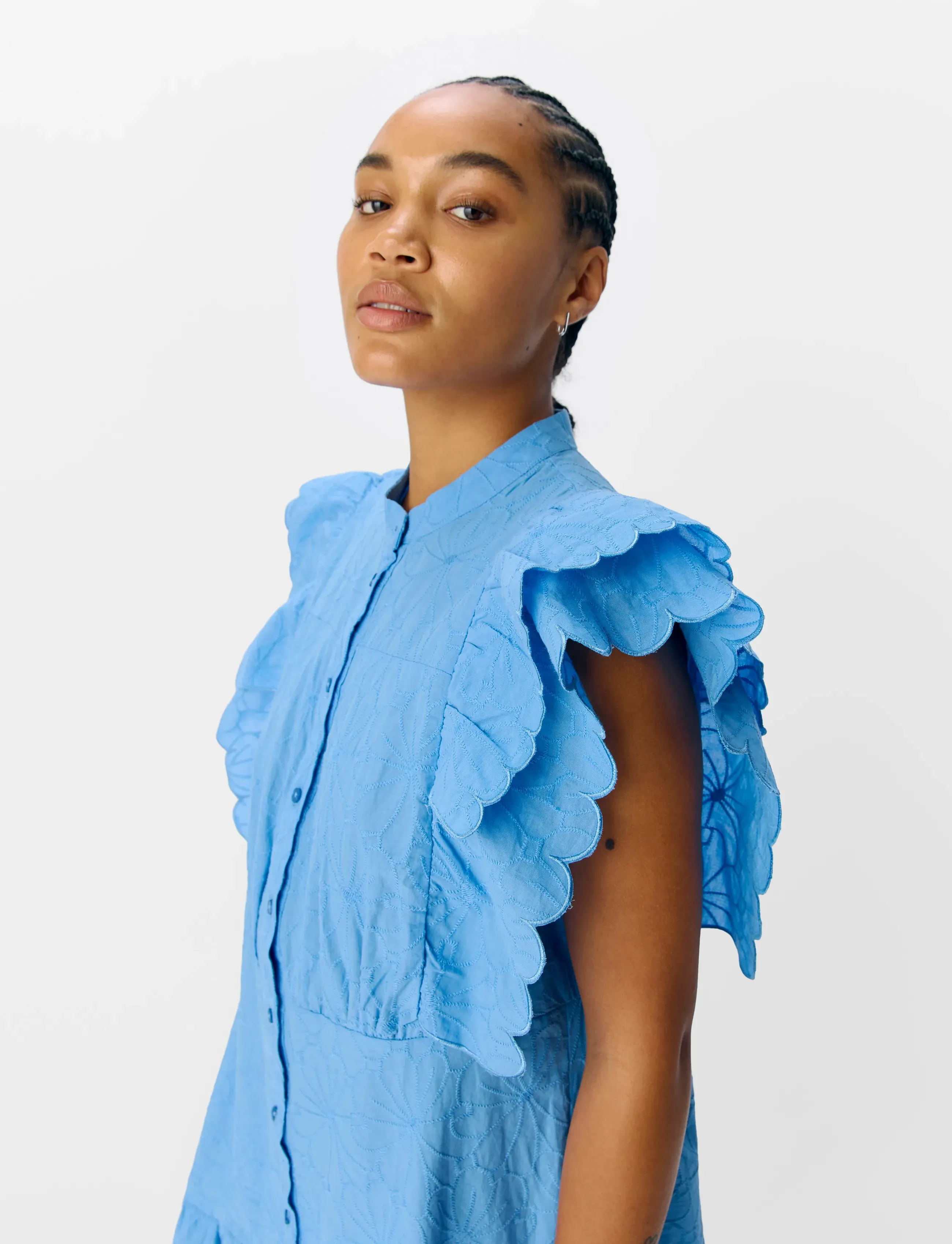 Object - OBJILLY HOPE S/S SHORT  DRESS E HS 25 - short dresses - cornflower blue - 3