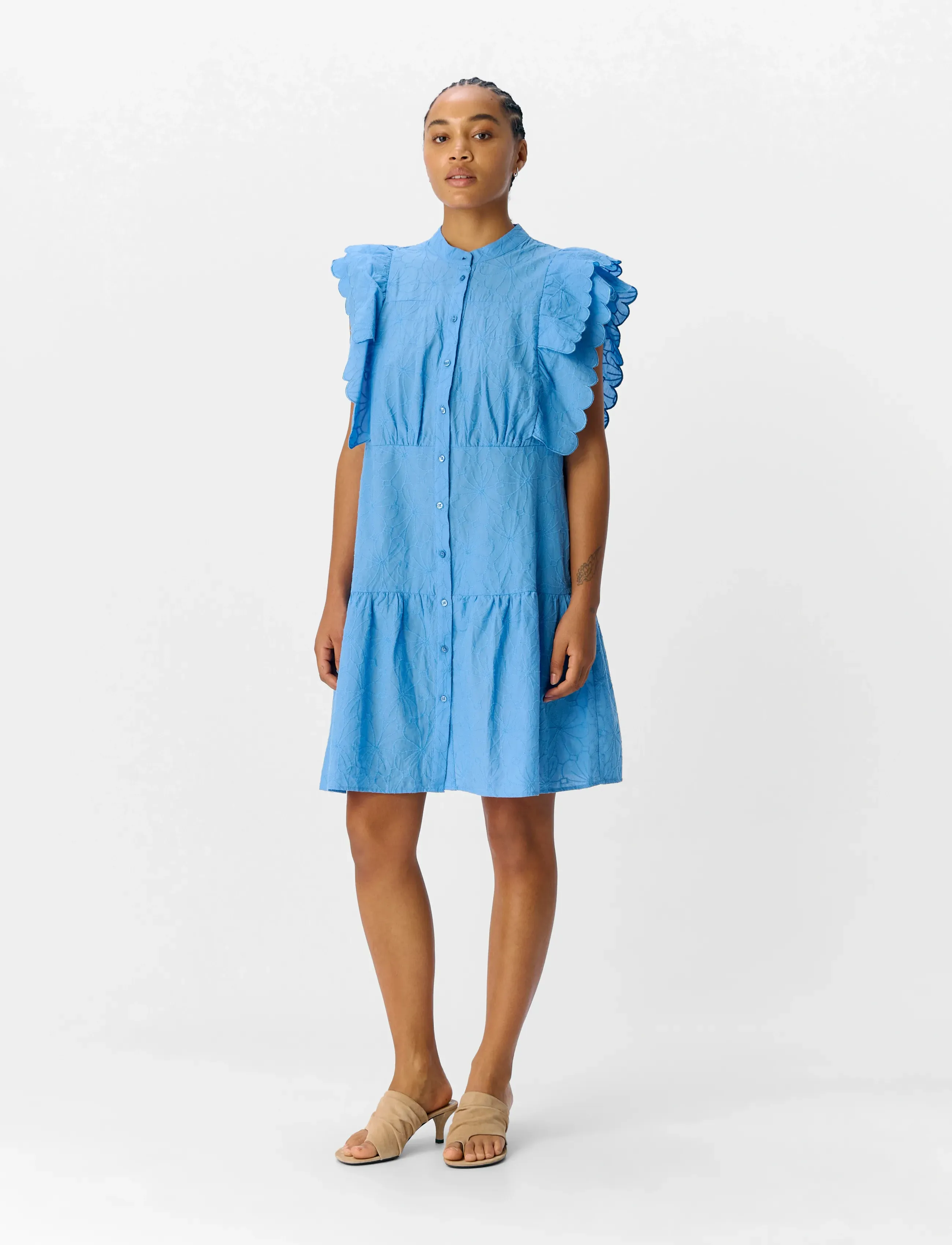 Object - OBJILLY HOPE S/S SHORT  DRESS E HS 25 - short dresses - cornflower blue - 4
