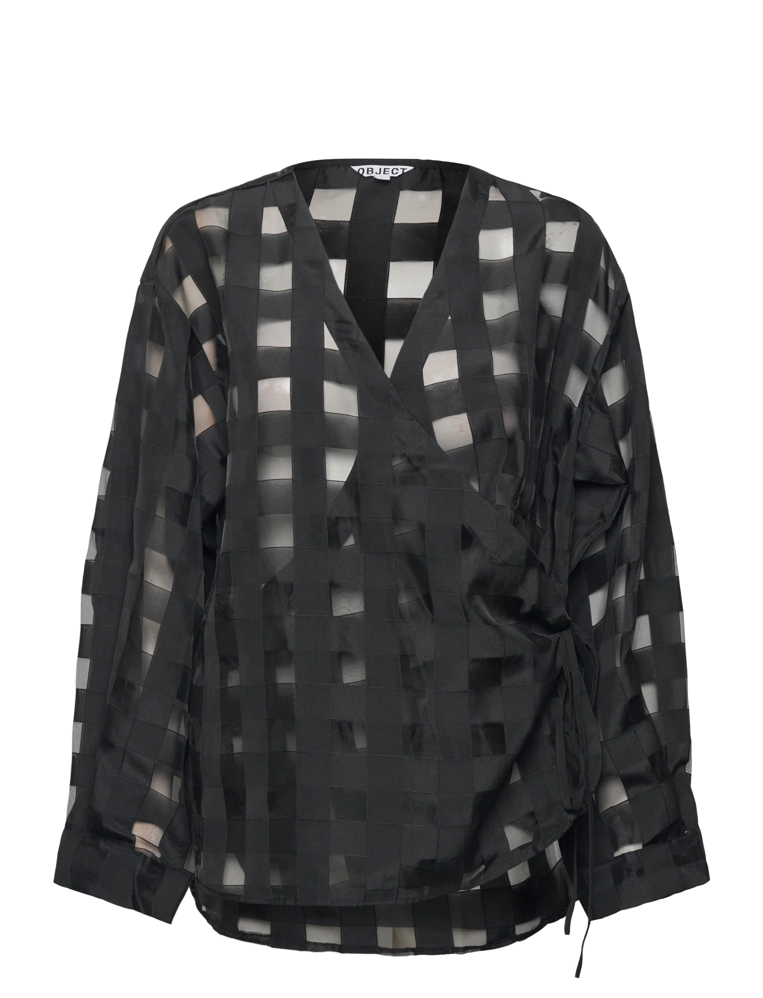 OBJECT Objelma L/S Lo Wrap Shirt 142 Schwarz - 40 - Damen