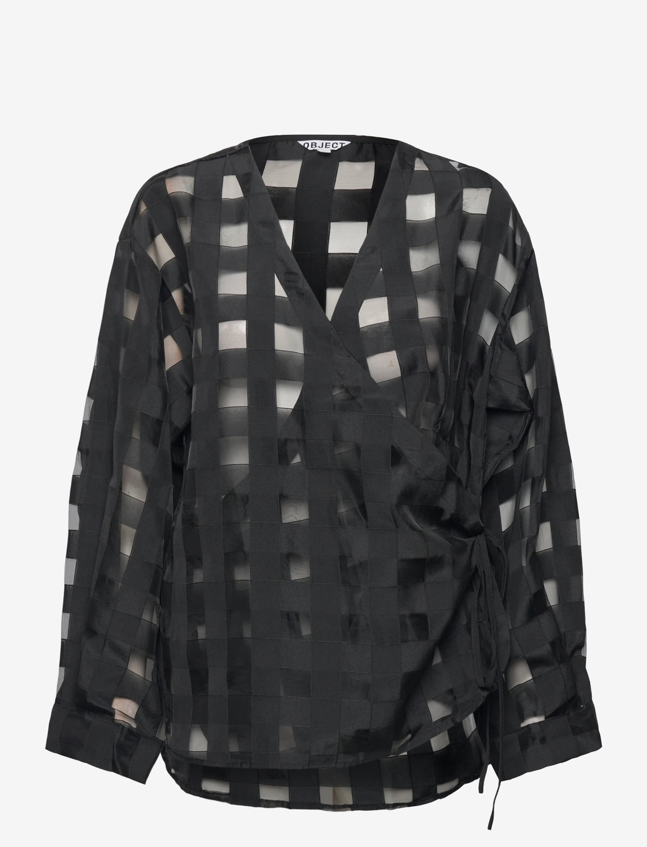 Object - OBJELMA L/S LO WRAP SHIRT 142 - pikkade varrukatega pluusid - black - 0