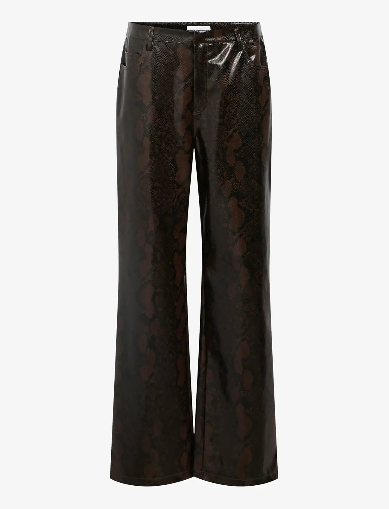 Object - OBJEBBA HW STRAIGHT SNAKE PANT 141 - læderbukser - seal brown - 0