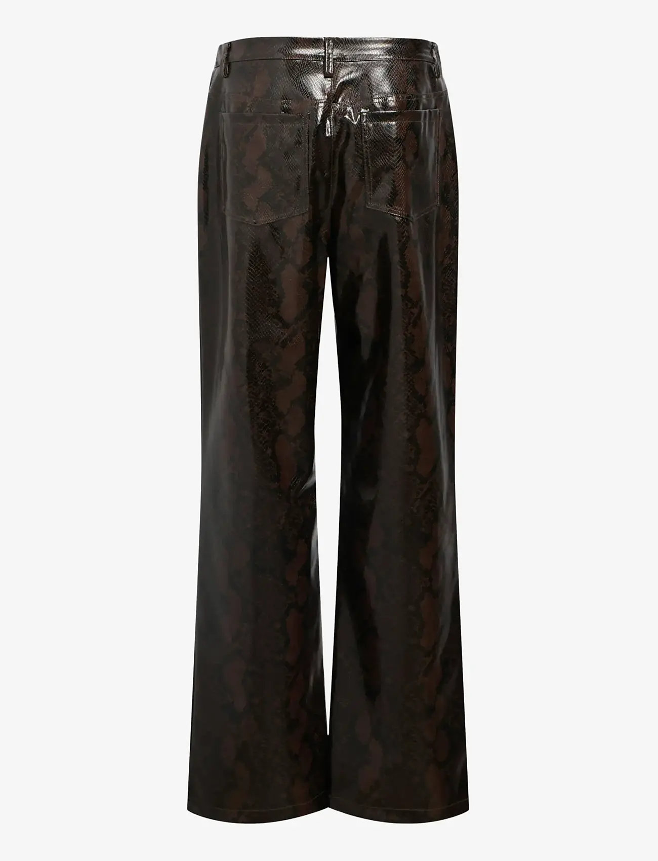 Object - OBJEBBA HW STRAIGHT SNAKE PANT 141 - læderbukser - seal brown - 1