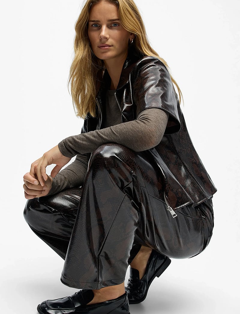 Object - OBJEBBA HW STRAIGHT SNAKE PANT 141 - lederhosen - seal brown - 4