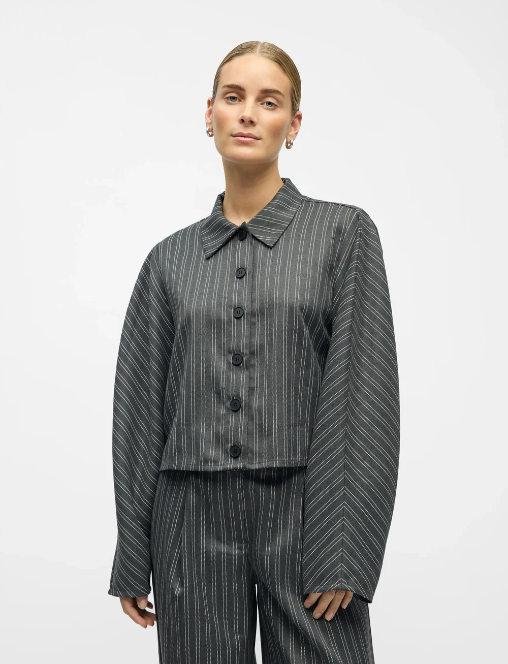 Object - OBJENNA L/S LO BARREL SHIRT 142 - langærmede skjorter - ultimate grey - 0