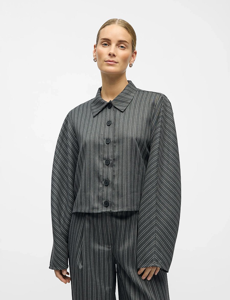 Object - OBJENNA L/S LO BARREL SHIRT 142 - krekli ar garām piedurknēm - ultimate grey - 0