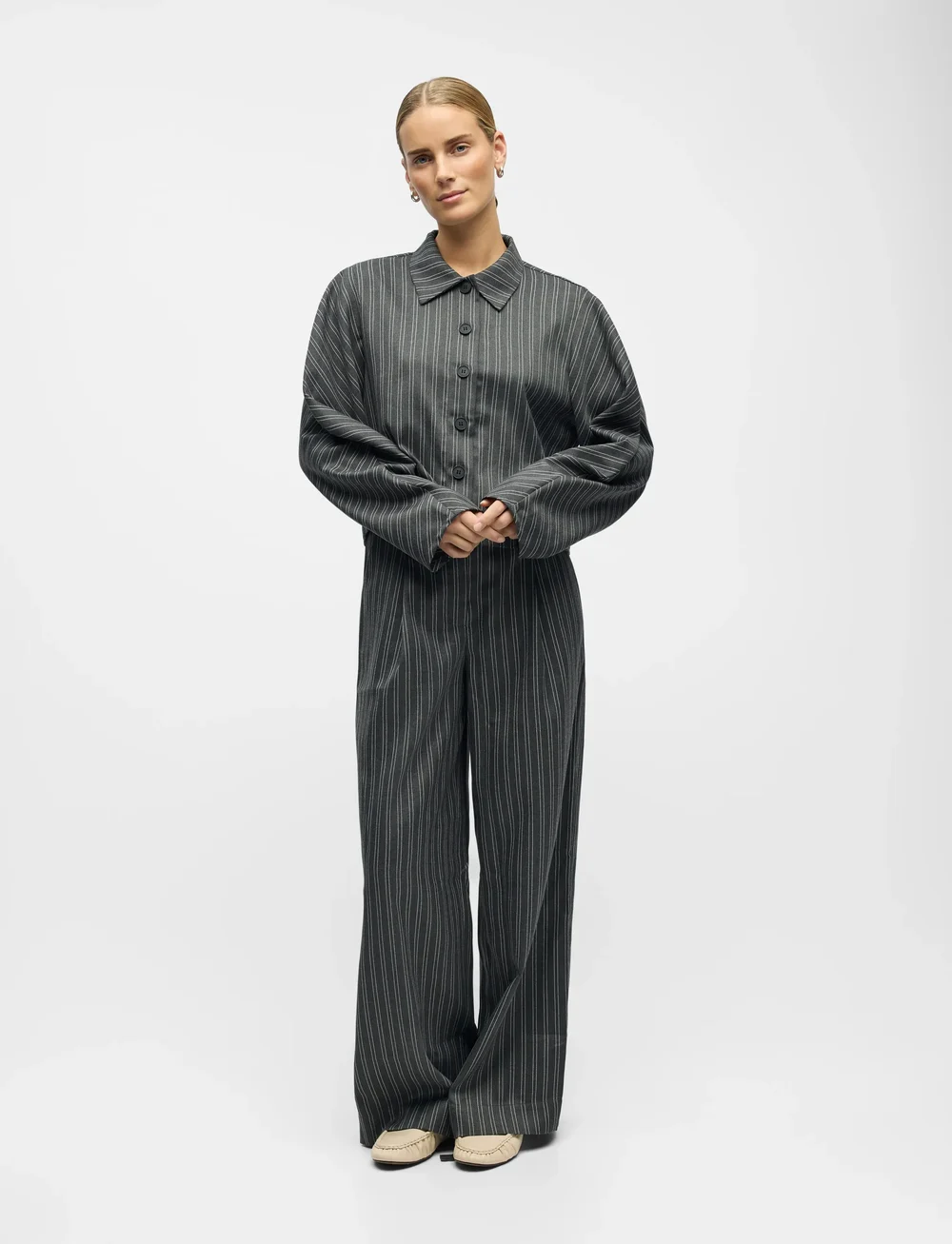 Object - OBJENNA L/S LO BARREL SHIRT 142 - langærmede skjorter - ultimate grey - 3