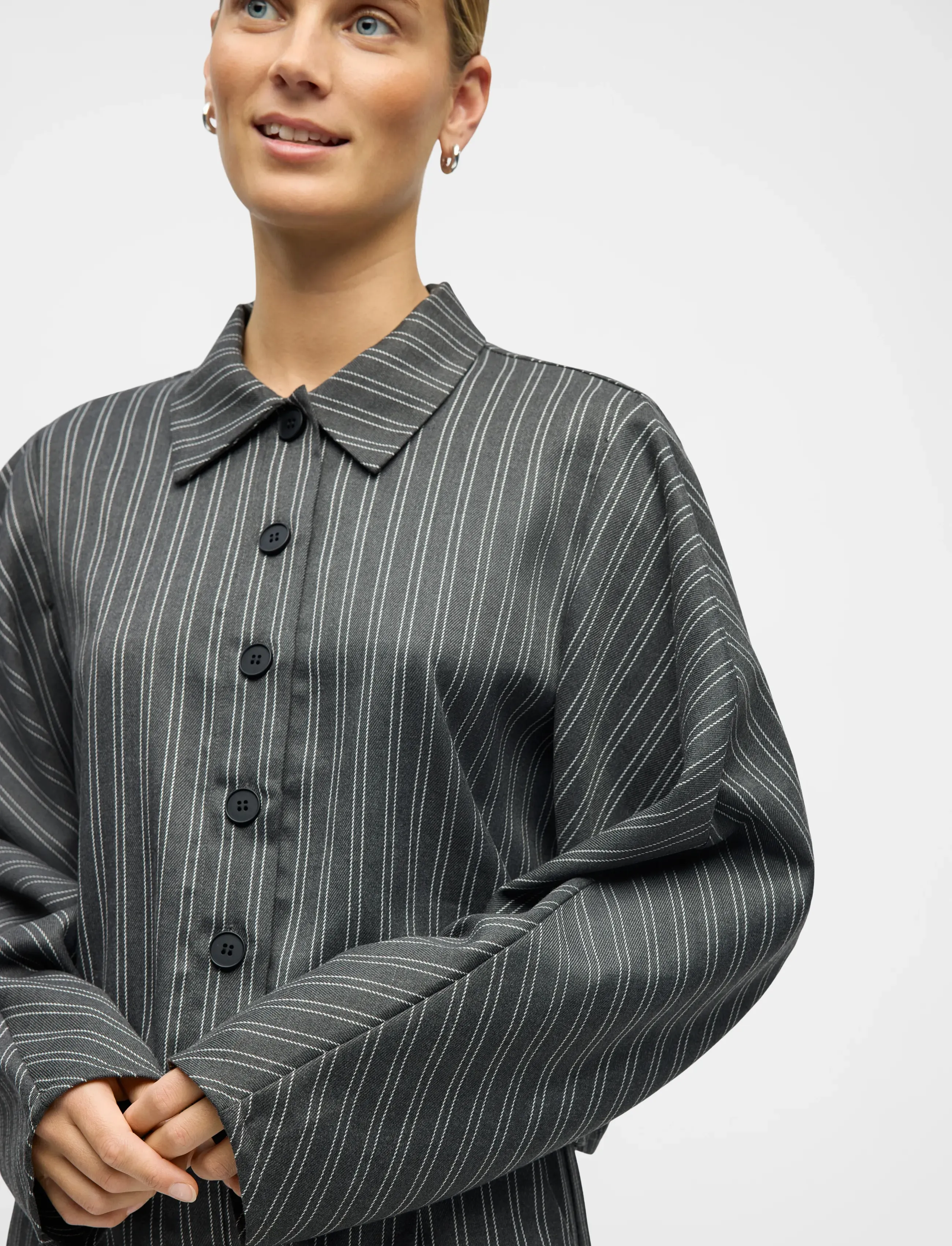 Object - OBJENNA L/S LO BARREL SHIRT 142 - pikkade varrukatega särgid - ultimate grey - 4