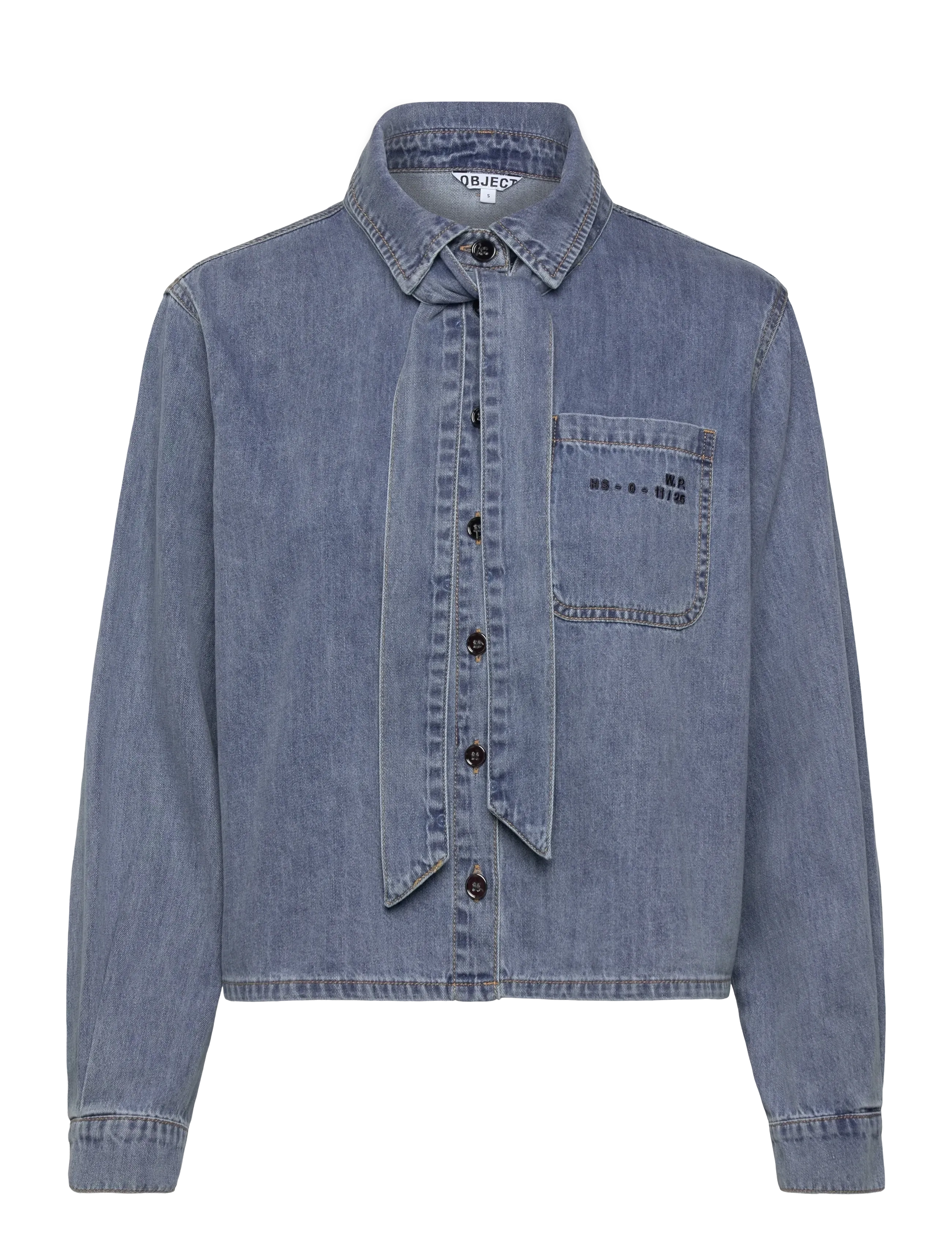 OBJVILMA L/S RE SHORT DENIM SHIRT 142 - MEDIUM BLUE DENIM