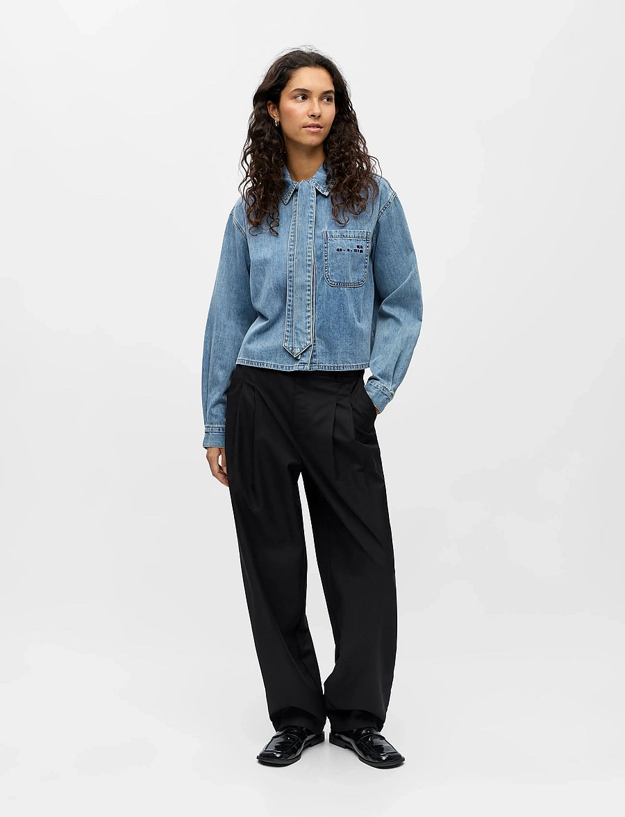 Object - OBJVILMA L/S RE SHORT DENIM SHIRT 142 - medium blue denim - 0
