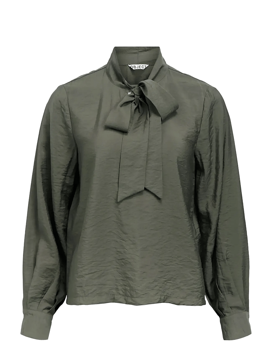 Object - OBJJACIRA L/S RE BOW SHIRT NOOS - långärmade skjortor - kambaba - 1