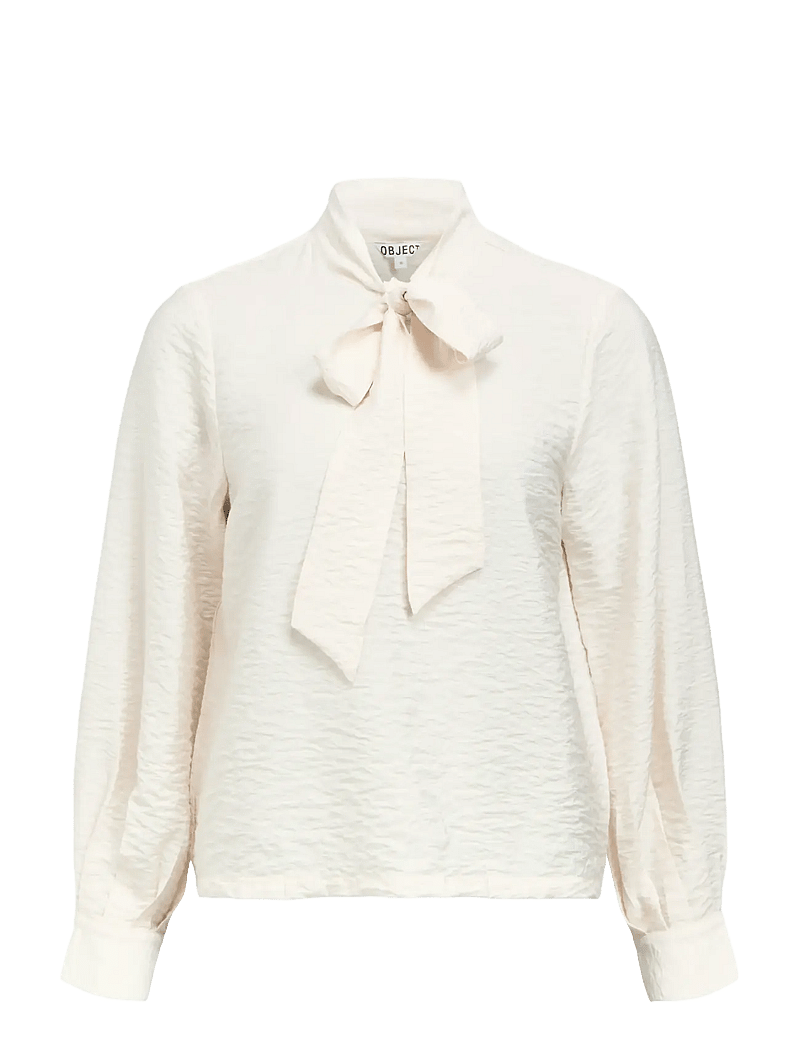 Object - OBJJACIRA L/S RE BOW SHIRT NOOS - langerma skyrtur - white sand - 1