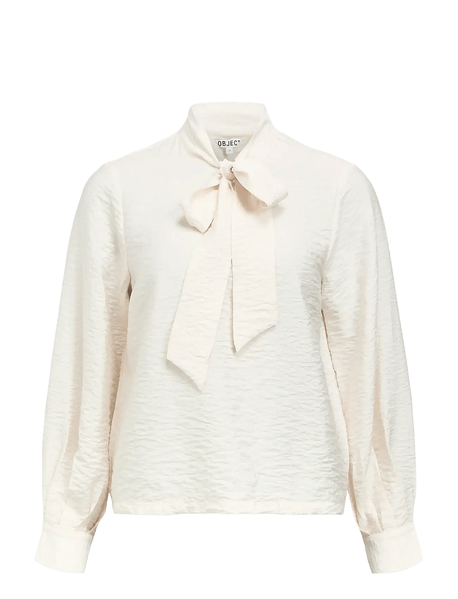 Object - OBJJACIRA L/S RE BOW SHIRT NOOS - langärmlige hemden - white sand - 1