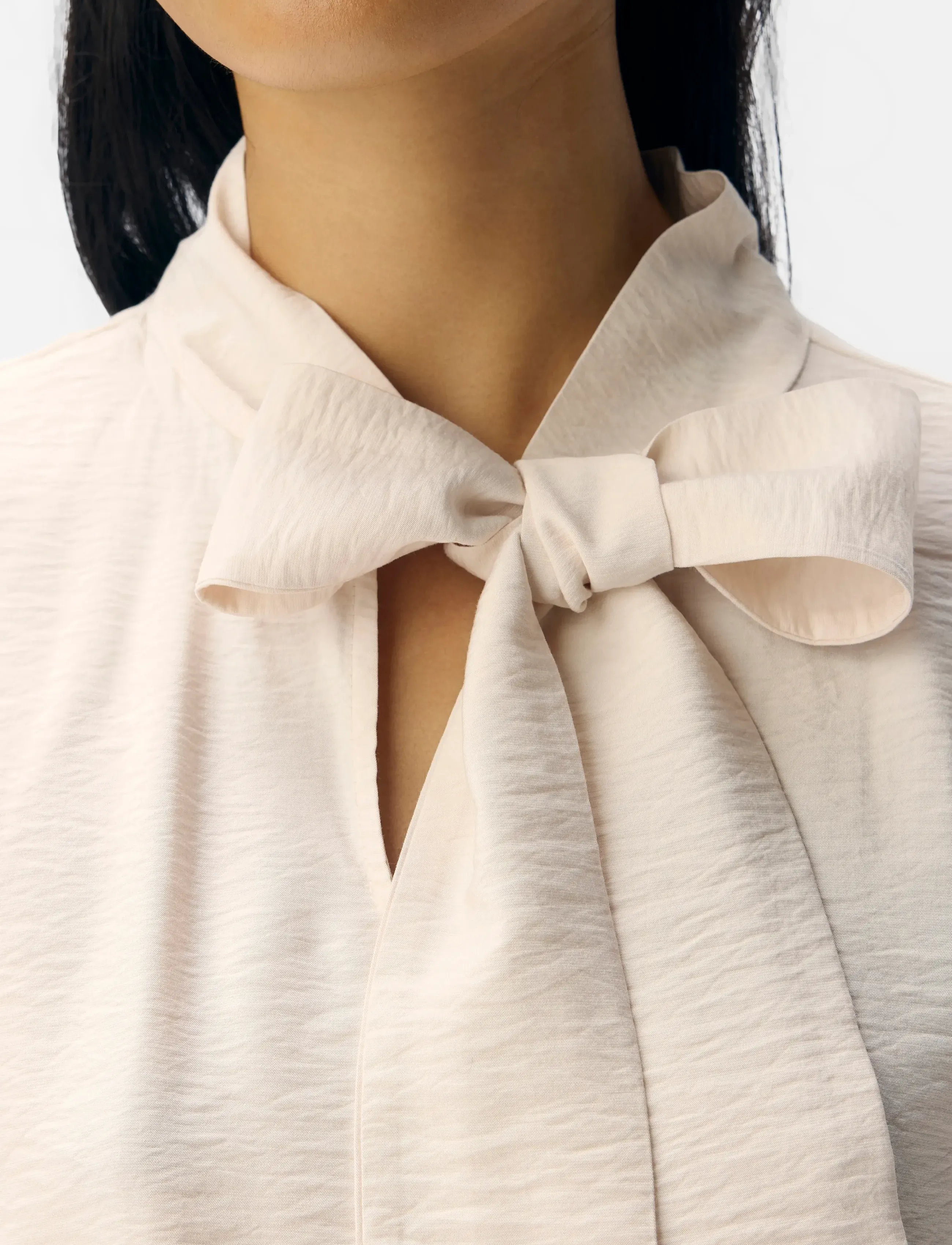 Object - OBJJACIRA L/S RE BOW SHIRT NOOS - langärmlige hemden - white sand - 4