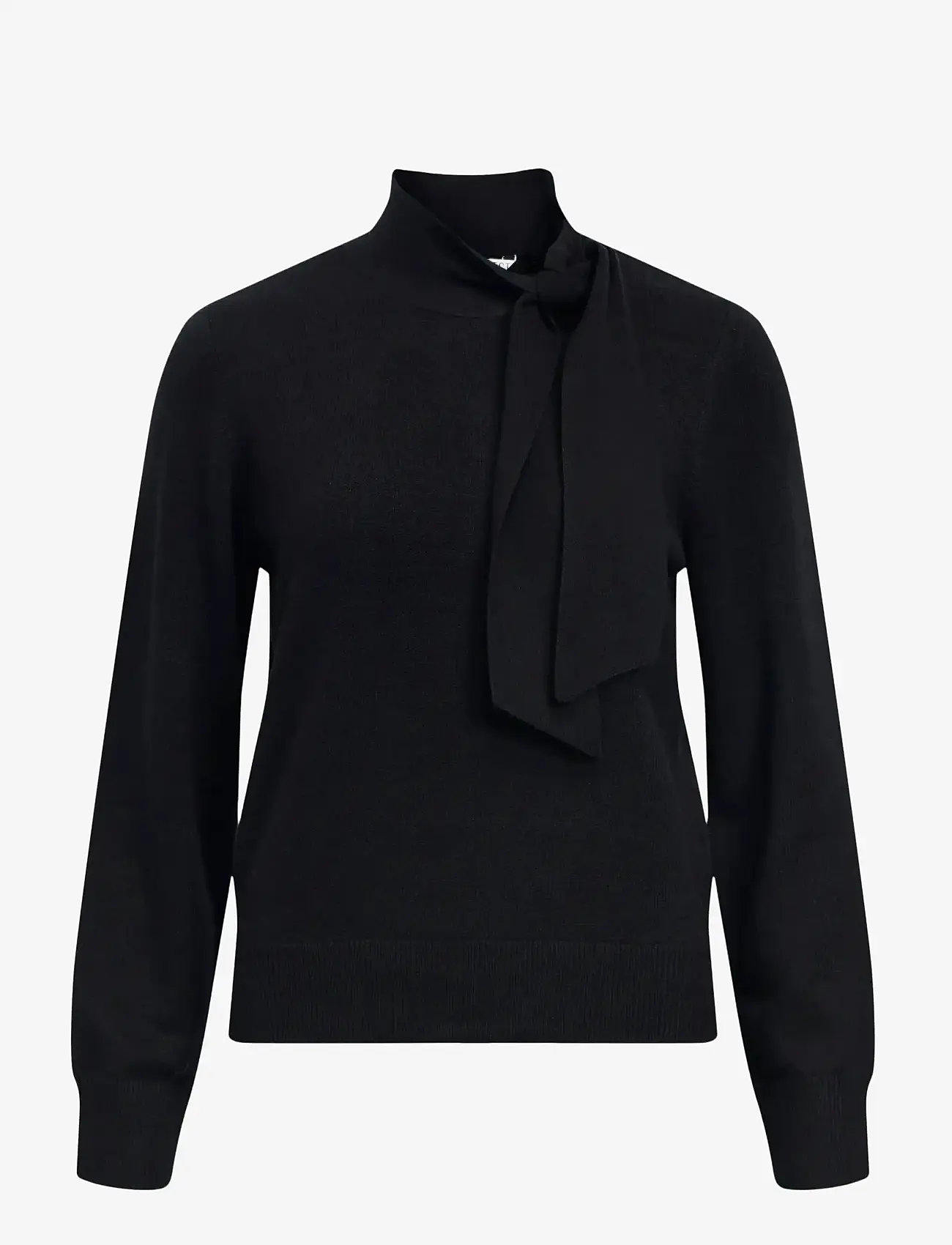 Object - OBJTHESS L/S RE BOW KNIT PULLOVER NOOS - stickade tröjor - black - 1