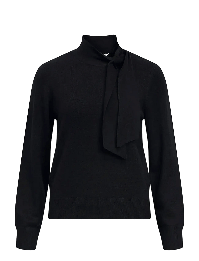 Object - OBJTHESS L/S RE BOW KNIT PULLOVER NOOS - stickade tröjor - black - 1