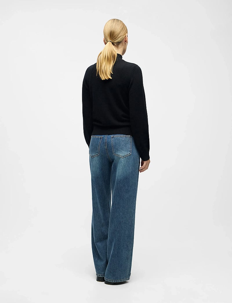 Object - OBJTHESS L/S RE BOW KNIT PULLOVER NOOS - stickade tröjor - black - 2