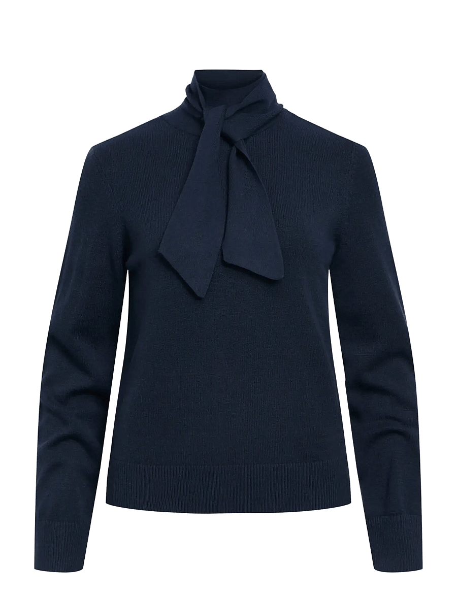 Object - OBJTHESS L/S RE BOW KNIT PULLOVER NOOS - pullover - dark sapphire - 0