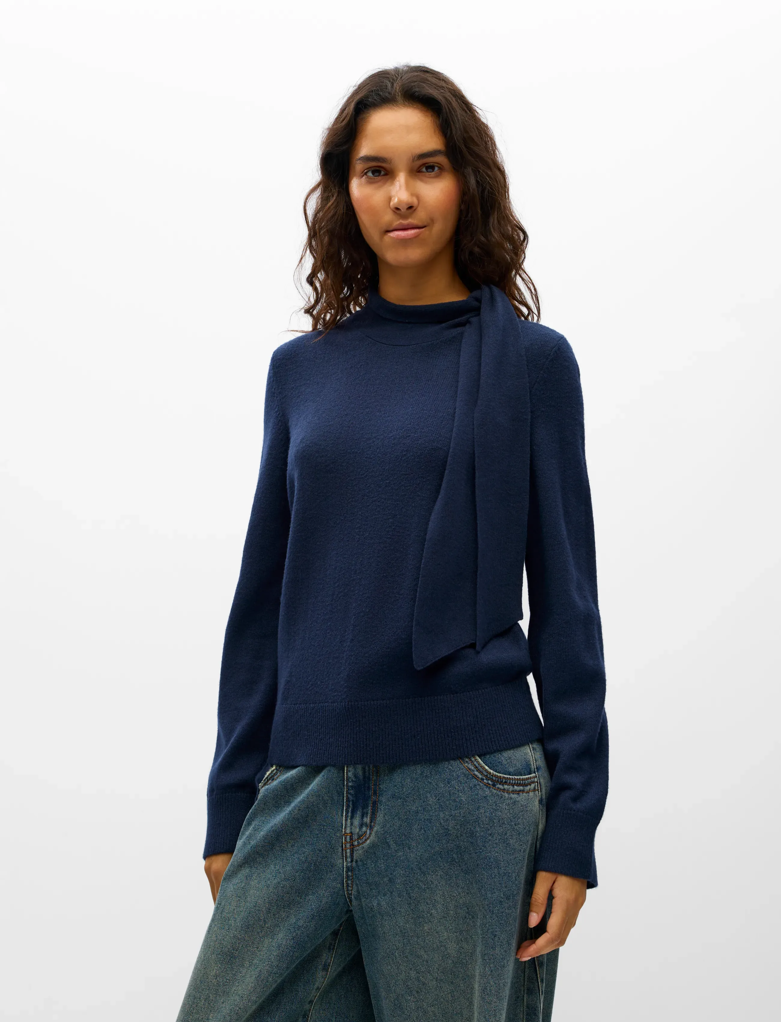 Object - OBJTHESS L/S RE BOW KNIT PULLOVER NOOS - pullover - dark sapphire - 3