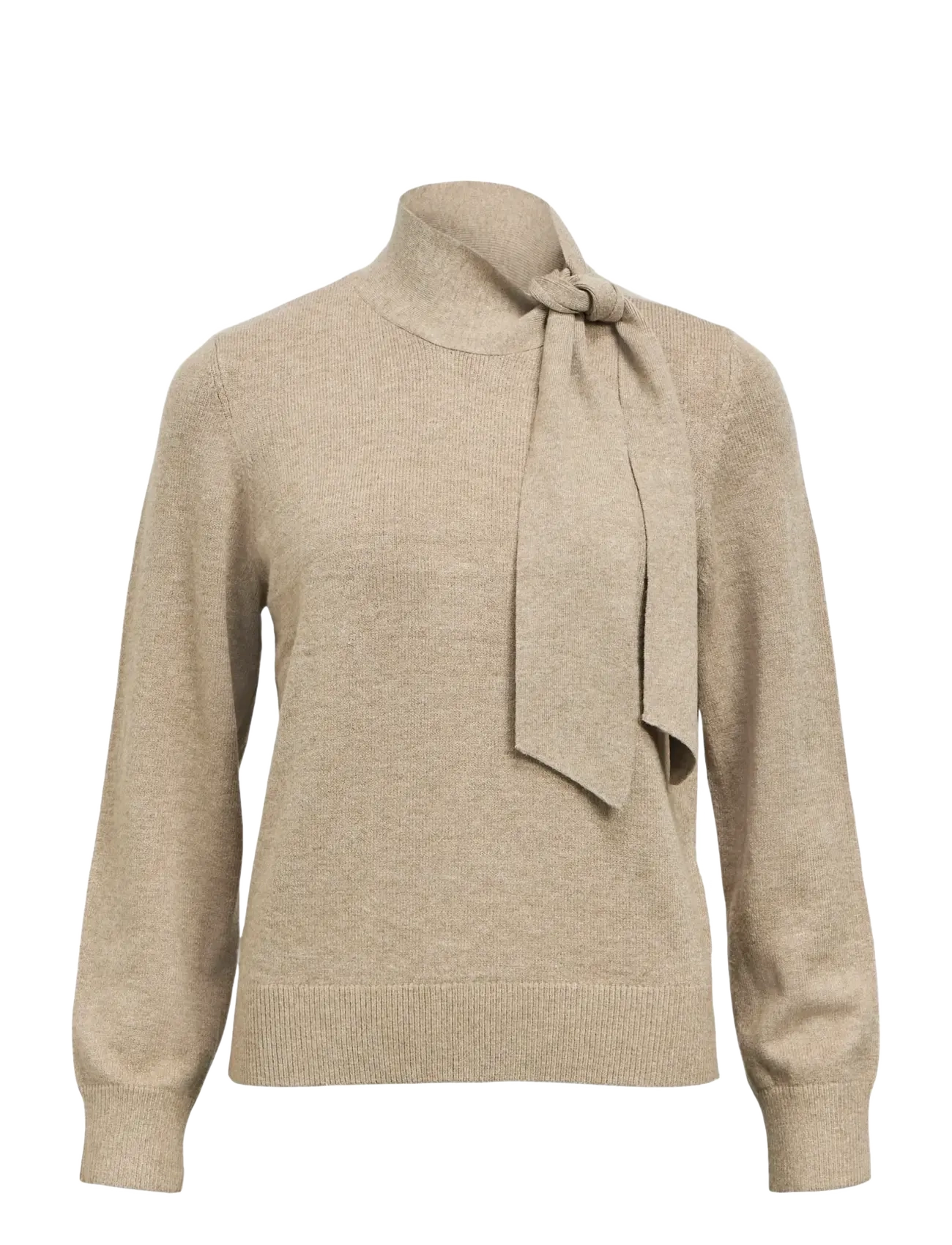 OBJTHESS L/S RE BOW KNIT PULLOVER NOOS - DESERT TAUPE