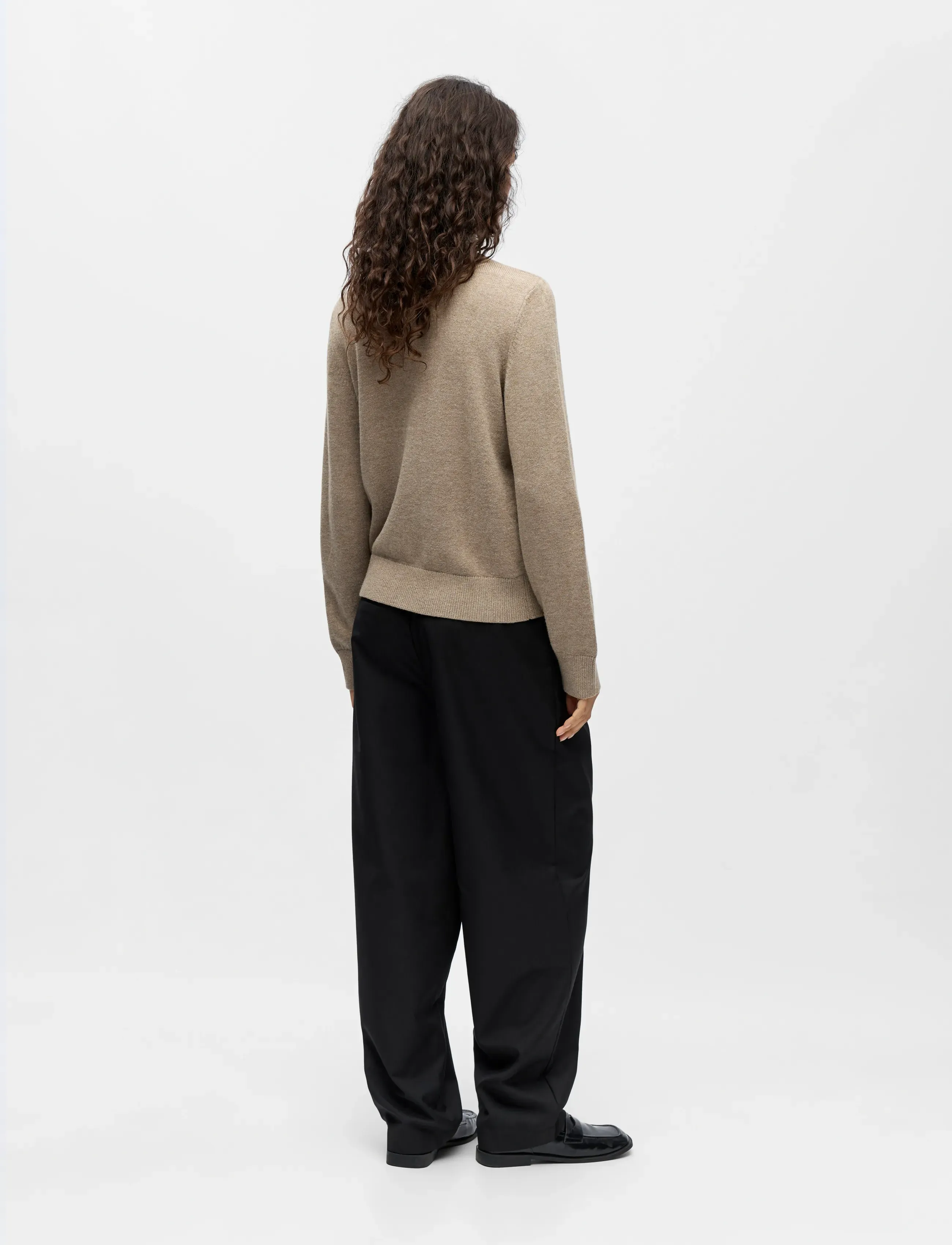 Object - OBJTHESS L/S RE BOW KNIT PULLOVER NOOS - tröjor - desert taupe - 2