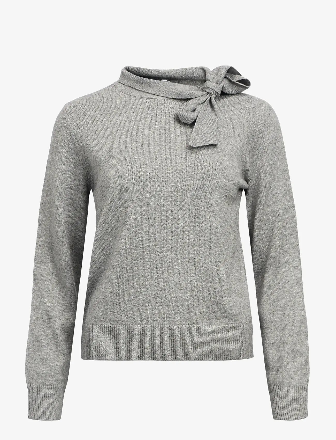 Object - OBJTHESS L/S RE BOW KNIT PULLOVER NOOS - stickade tröjor - medium grey melange - 1