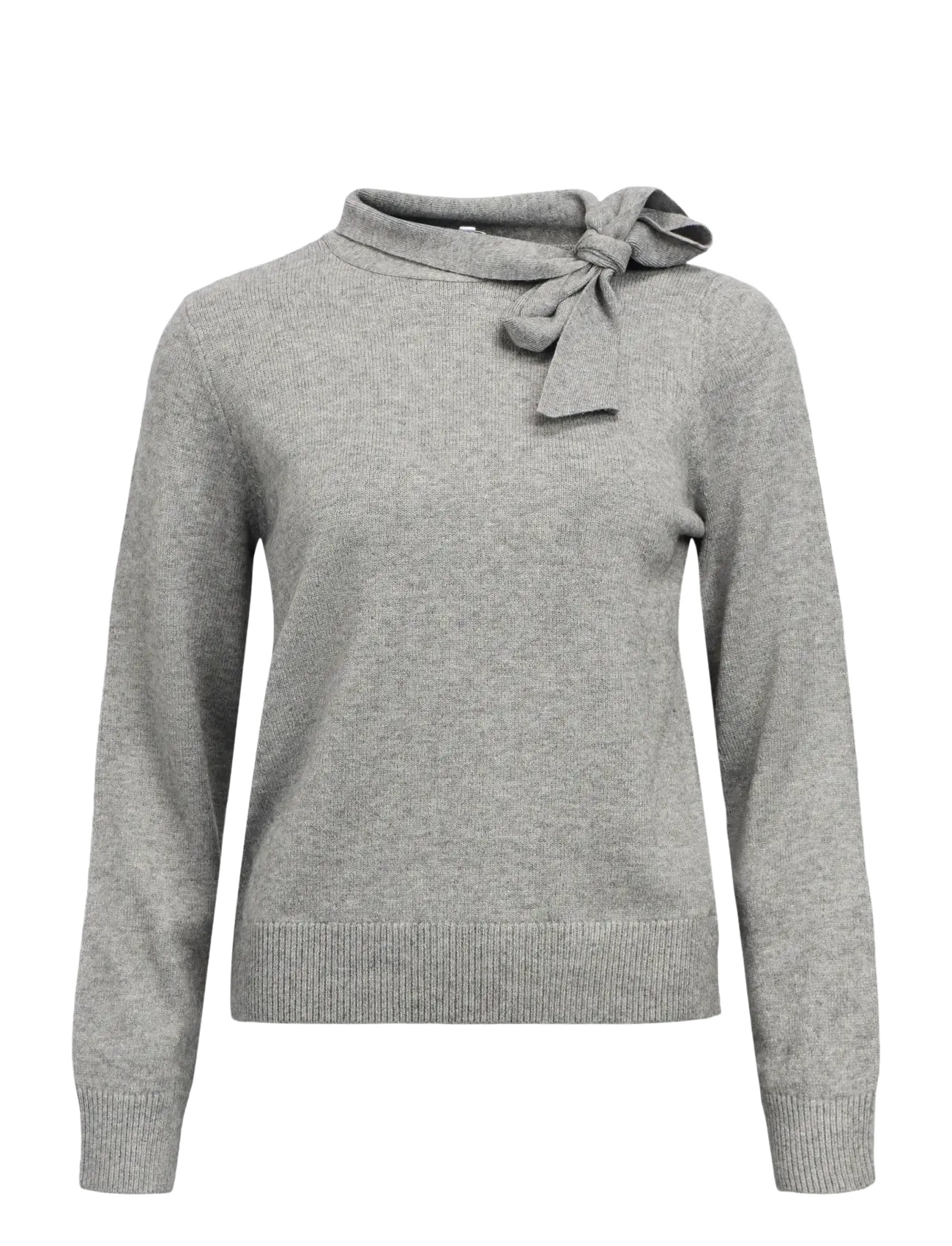 OBJTHESS L/S RE BOW KNIT PULLOVER NOOS - MEDIUM GREY MELANGE