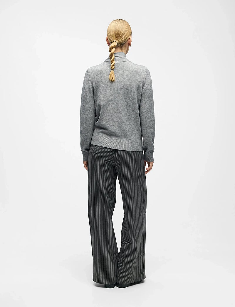 Object - OBJTHESS L/S RE BOW KNIT PULLOVER NOOS - stickade tröjor - medium grey melange - 2