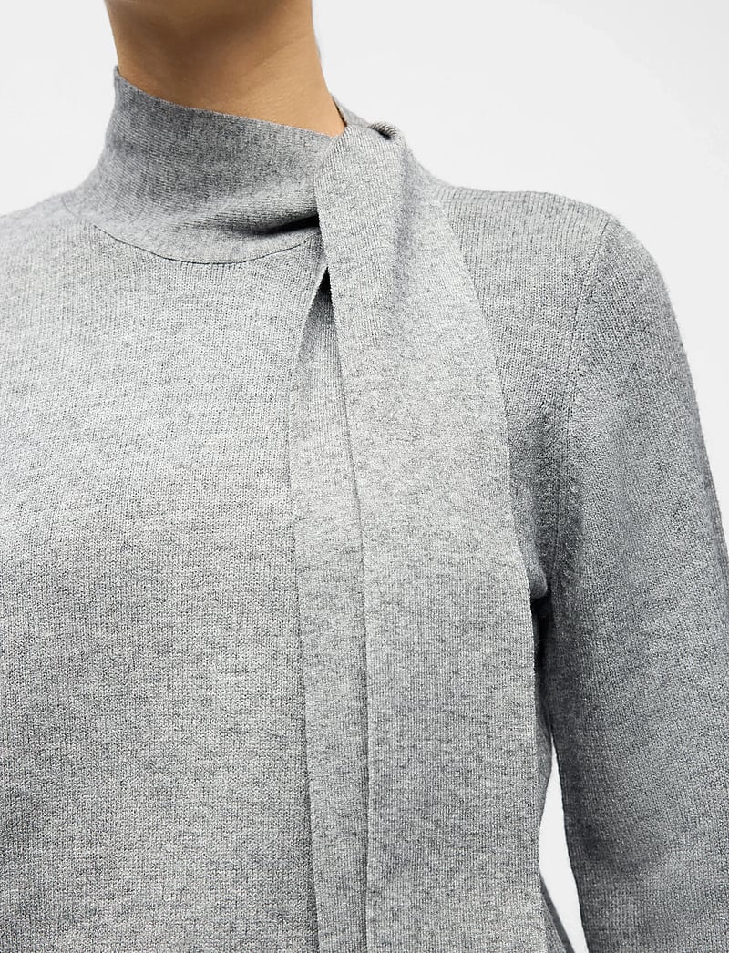 Object - OBJTHESS L/S RE BOW KNIT PULLOVER NOOS - stickade tröjor - medium grey melange - 4
