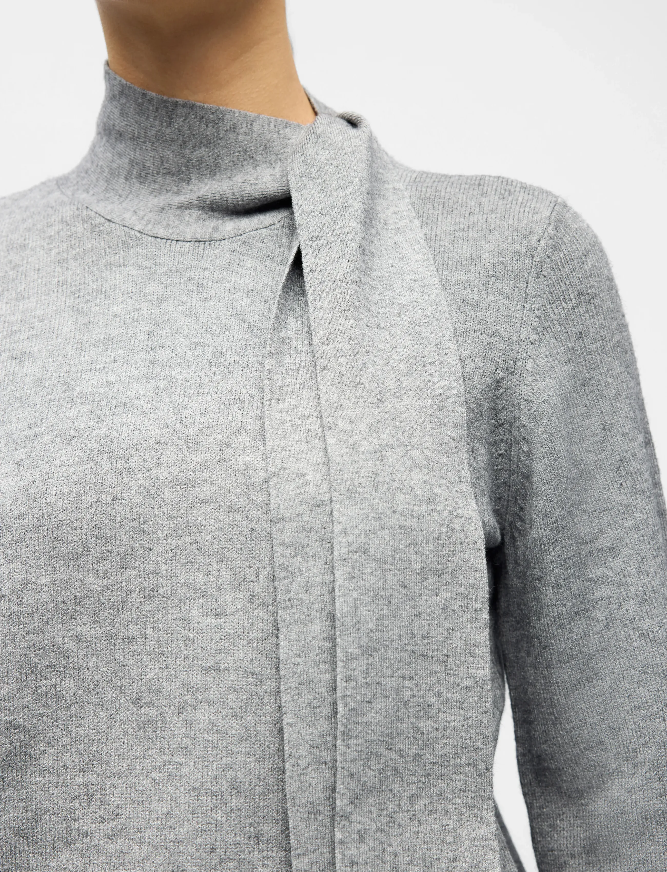 Object - OBJTHESS L/S RE BOW KNIT PULLOVER NOOS - sviitrid - medium grey melange - 4