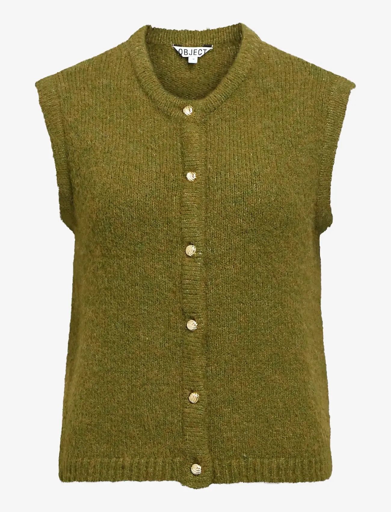 Object - OBJSAGGIA RE KNIT VEST CARDIGAN NOOS - knitted vests - fir green - 1