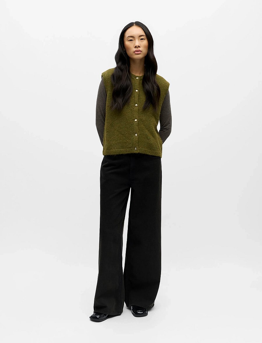 Object - OBJSAGGIA RE KNIT VEST CARDIGAN NOOS - kootud vestid - fir green - 0