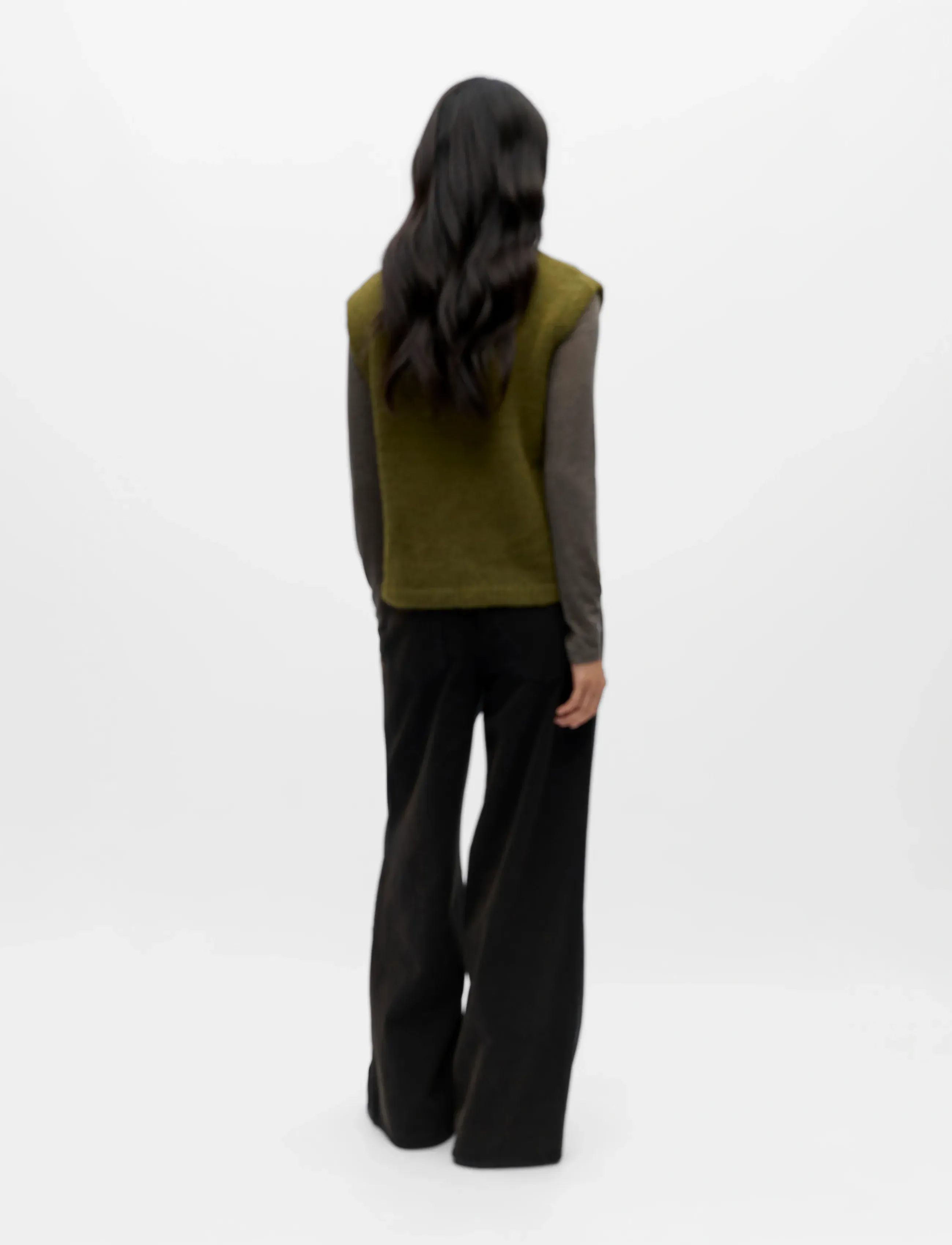 Object - OBJSAGGIA RE KNIT VEST CARDIGAN NOOS - knitted vests - fir green - 2