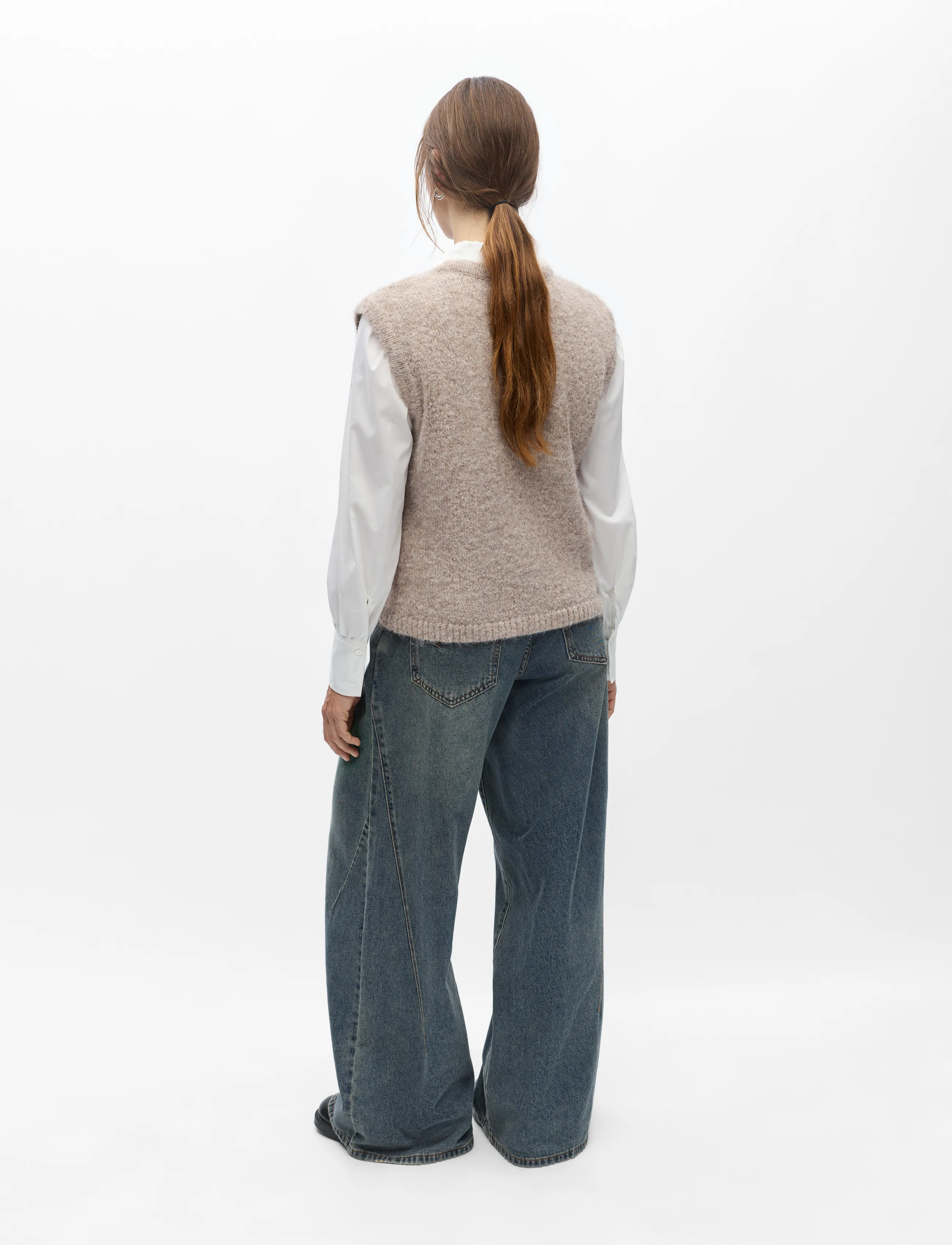 Object - OBJSAGGIA RE KNIT VEST CARDIGAN NOOS - stickade västar - humus - 2