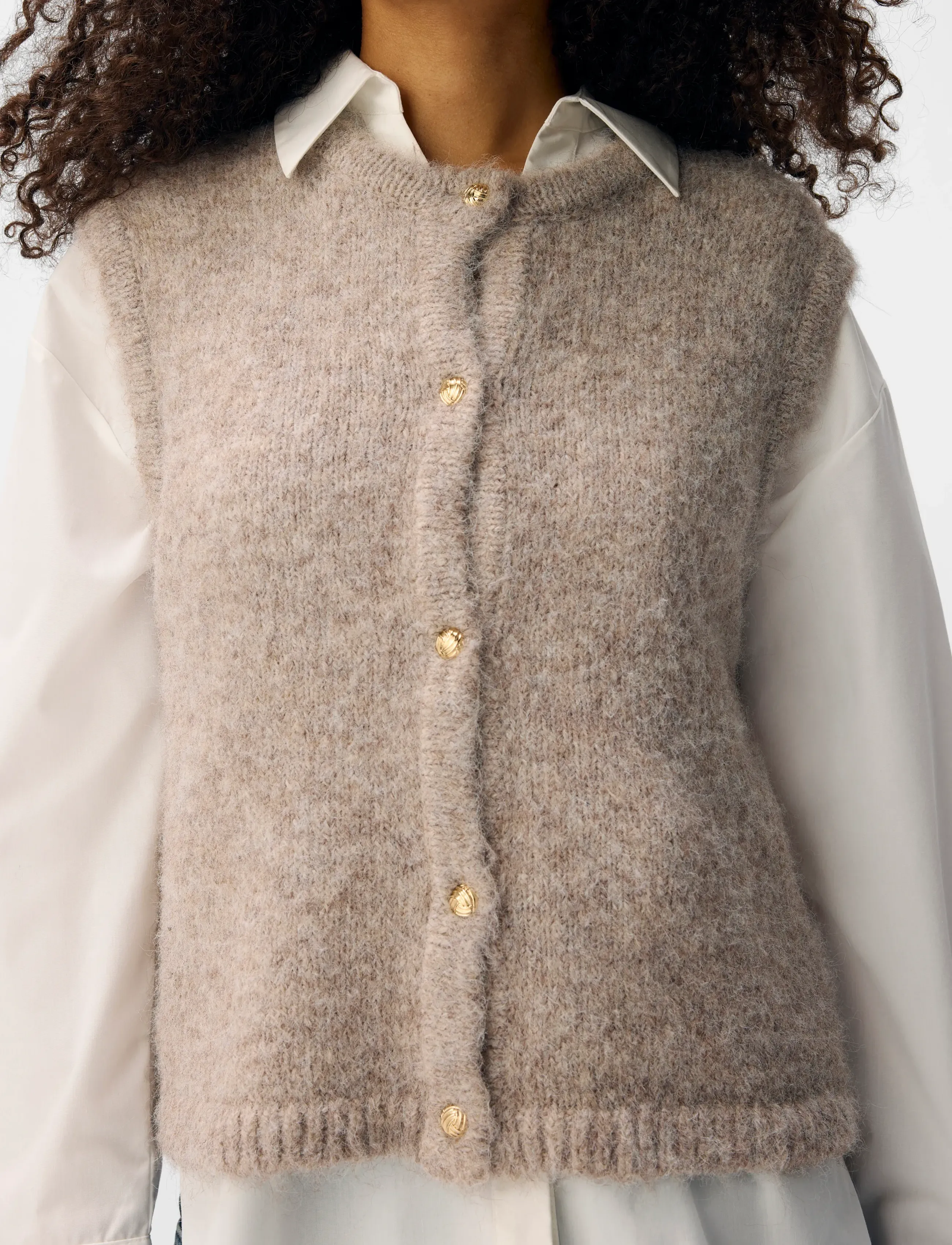 Object - OBJSAGGIA RE KNIT VEST CARDIGAN NOOS - kootud vestid - humus - 4