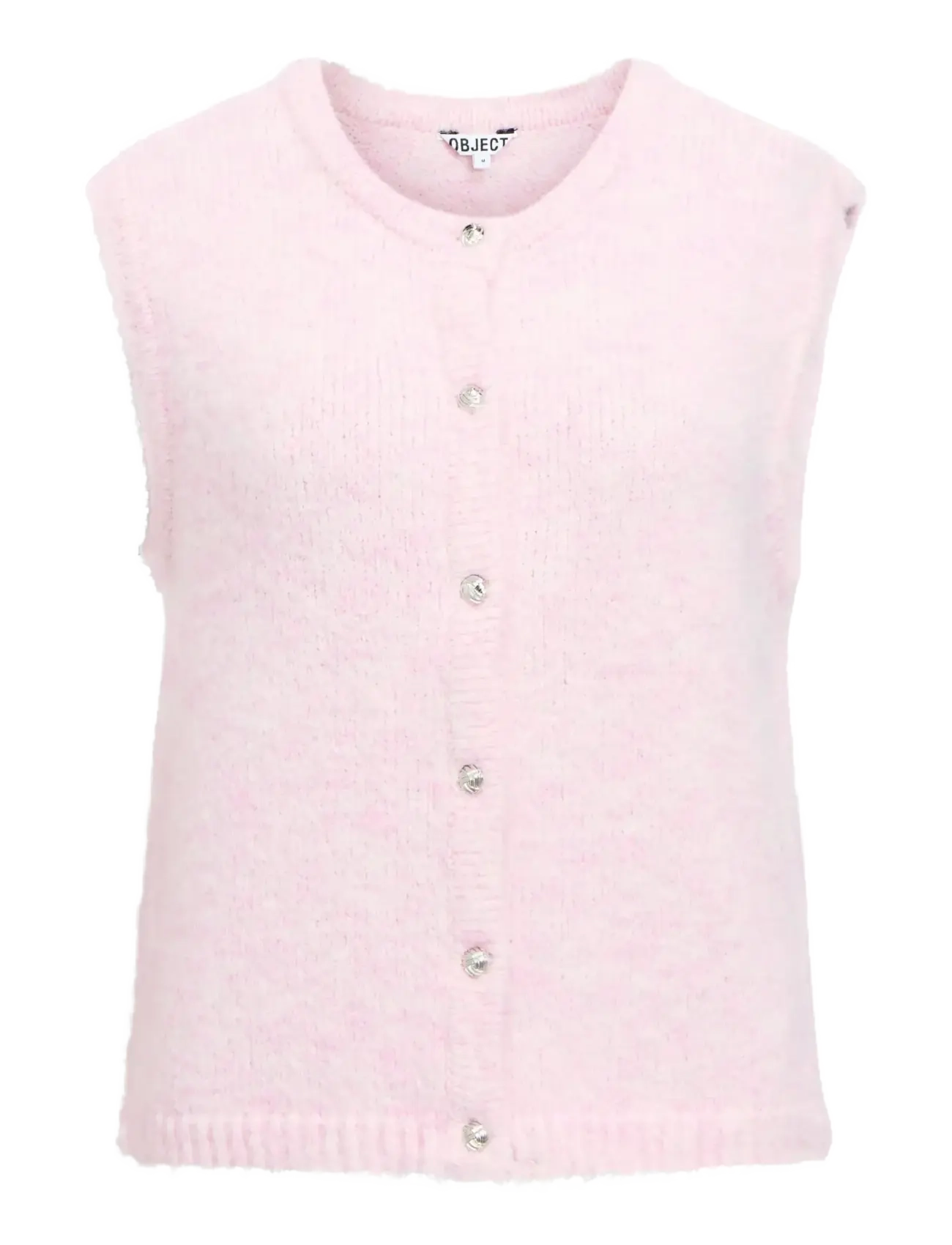 Object OBJSAGGIA RE KNIT VEST CARDIGAN NOOS - Kläder - PINK LADY / pink/rose