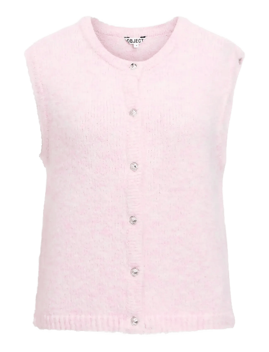 Object - OBJSAGGIA RE KNIT VEST CARDIGAN NOOS - kootud vestid - pink lady - 1
