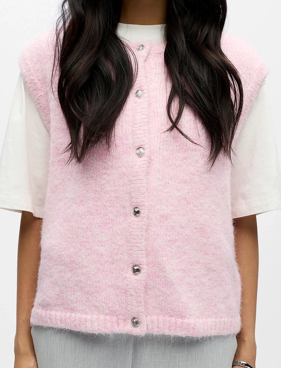 Object - OBJSAGGIA RE KNIT VEST CARDIGAN NOOS - kootud vestid - pink lady - 3
