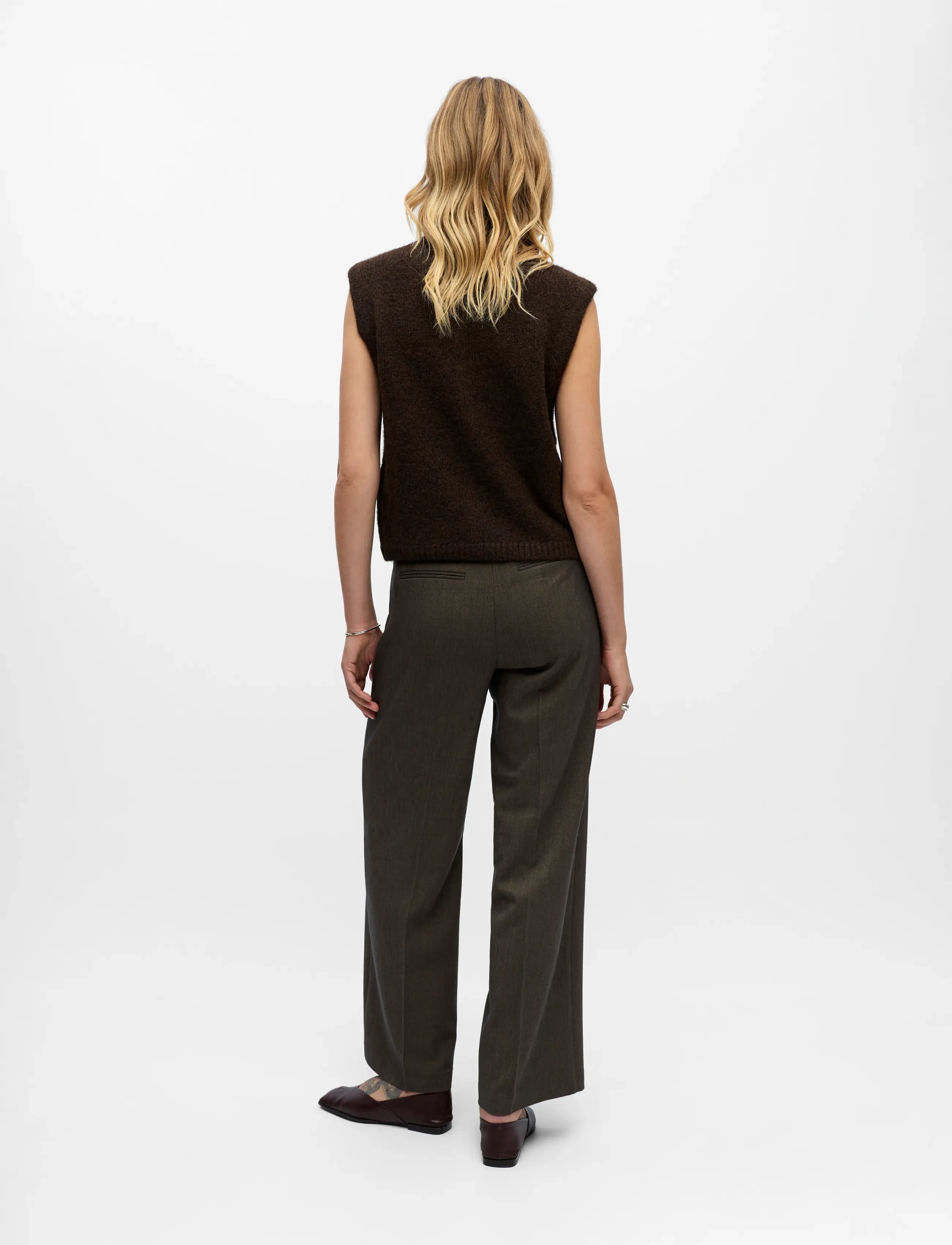 Object - OBJSAGGIA RE KNIT VEST CARDIGAN NOOS - kootud vestid - seal brown - 2