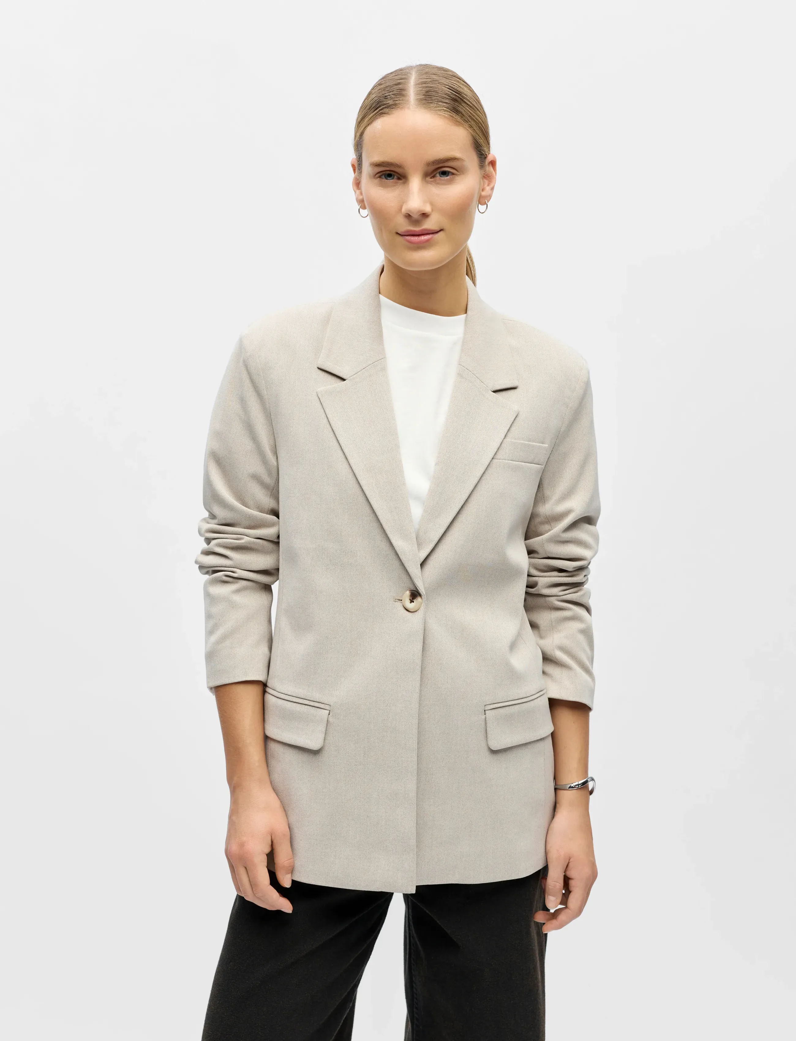 Object Objlisa Lo Blazer Noos, 34, Blazer, Beige - Single Breasted Frauen