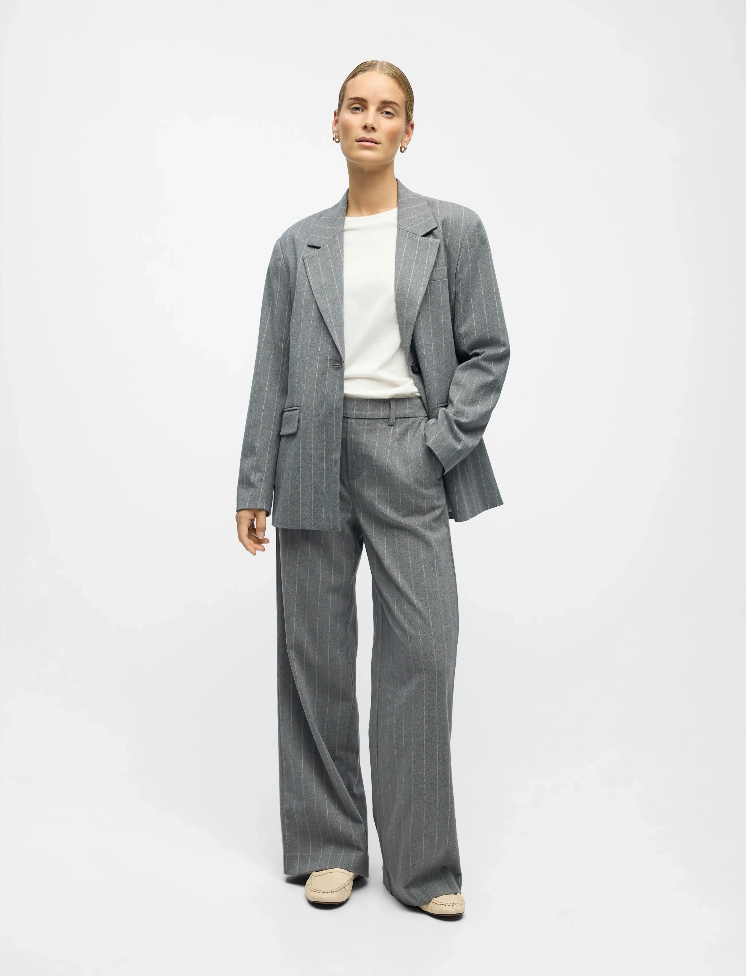Object Objlisa Lo Blazer Noos, 38, Blazer, Grau - Single Breasted Frauen