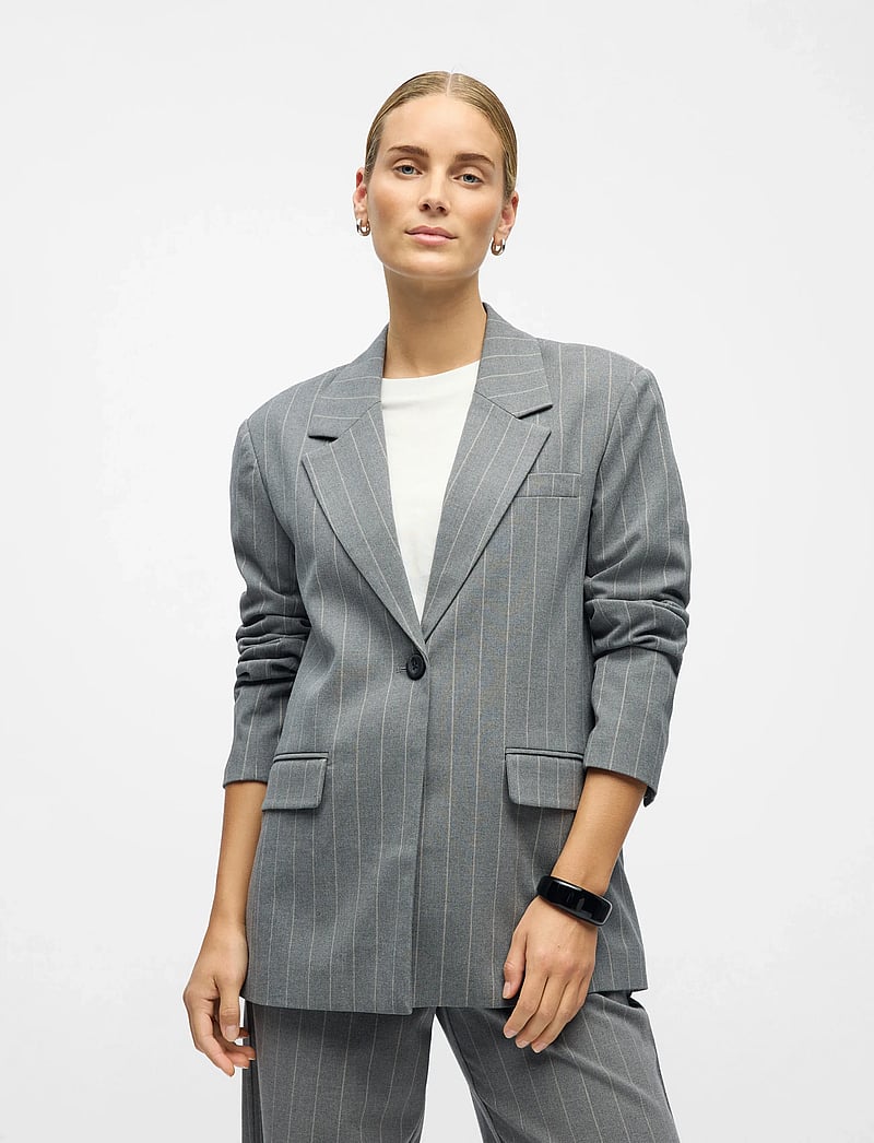 Object - OBJLISA LO BLAZER NOOS - blazers met één knopenrij - medium grey melange - 3