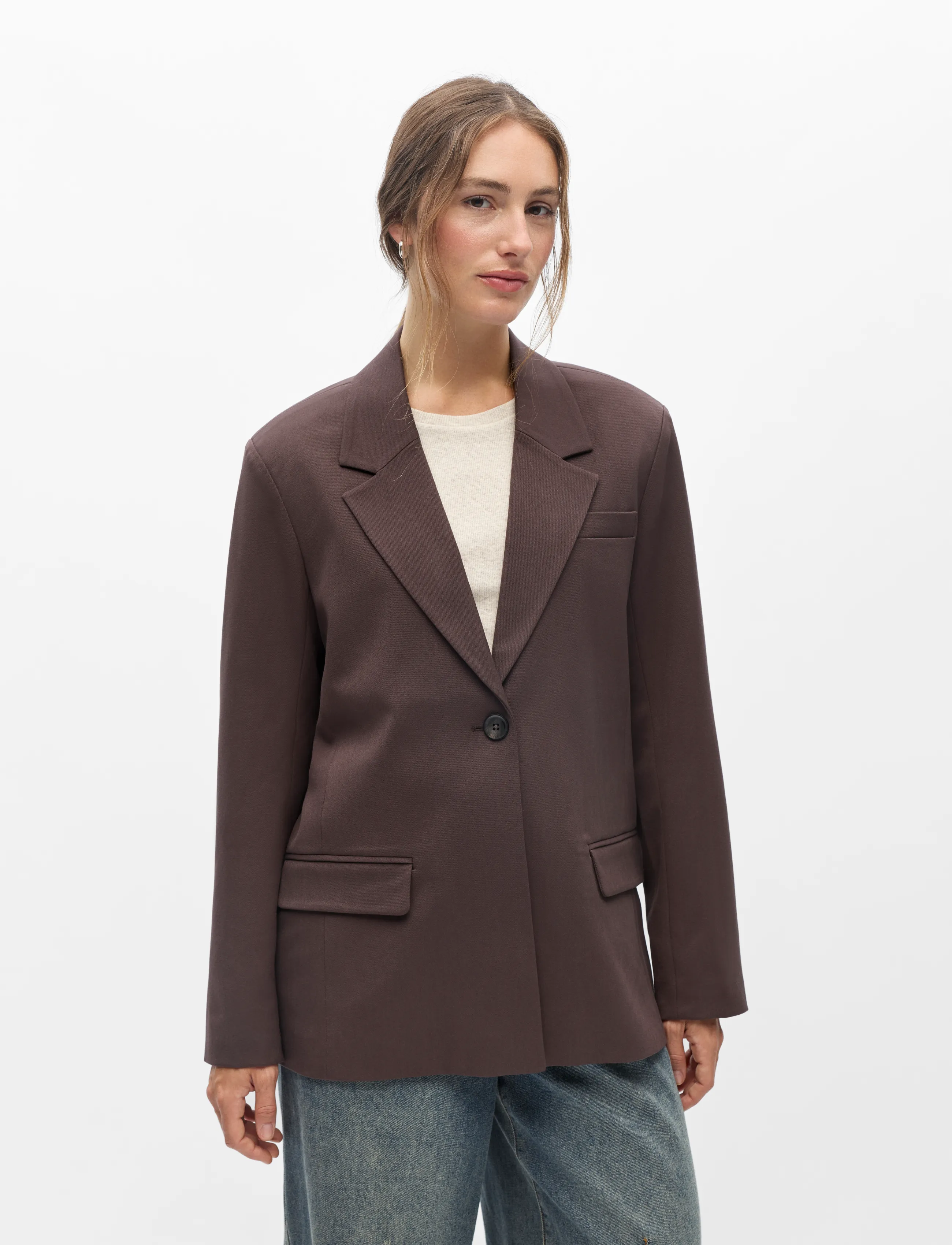 Object Objlisa Lo Blazer Noos, 36, Blazer, Braun - Single Breasted Frauen
