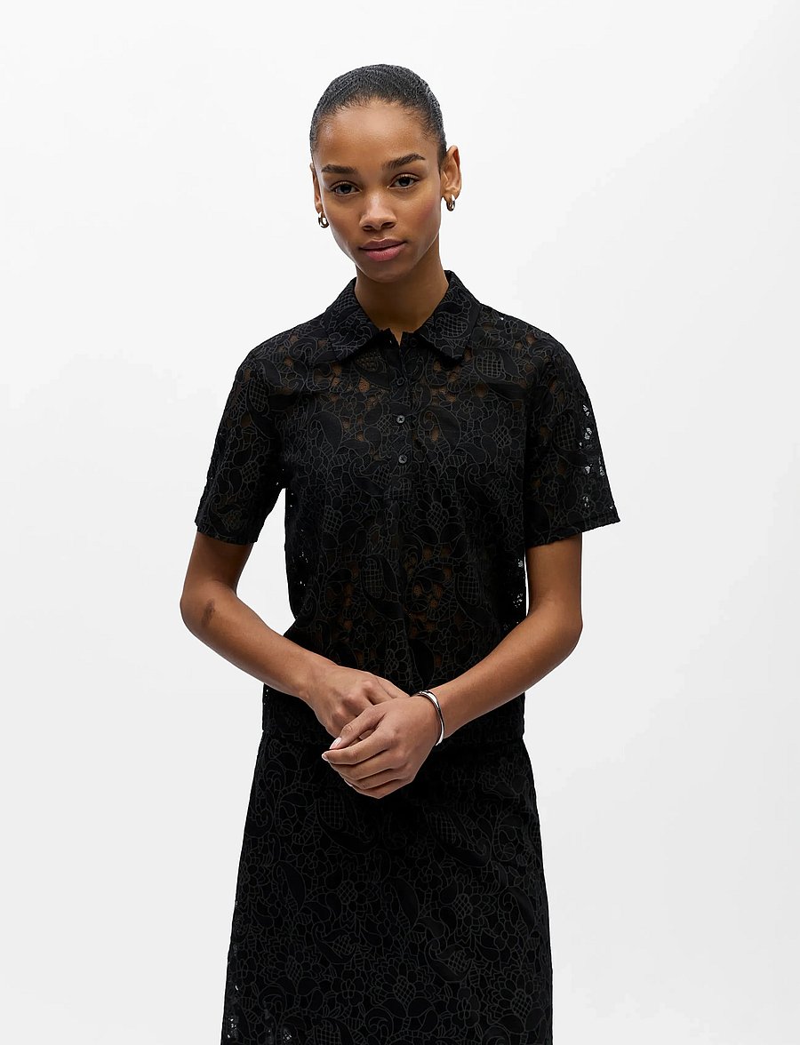 Object - OBJBIANCA S/S LO POLO TOP NOOS - poloshirts - black - 3