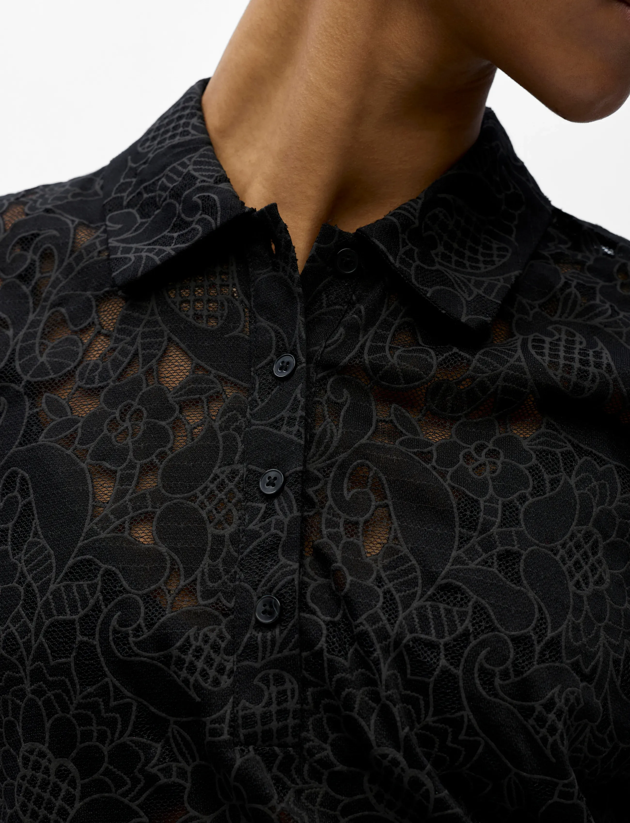 Object - OBJBIANCA S/S LO POLO TOP NOOS - poloshirts - black - 4