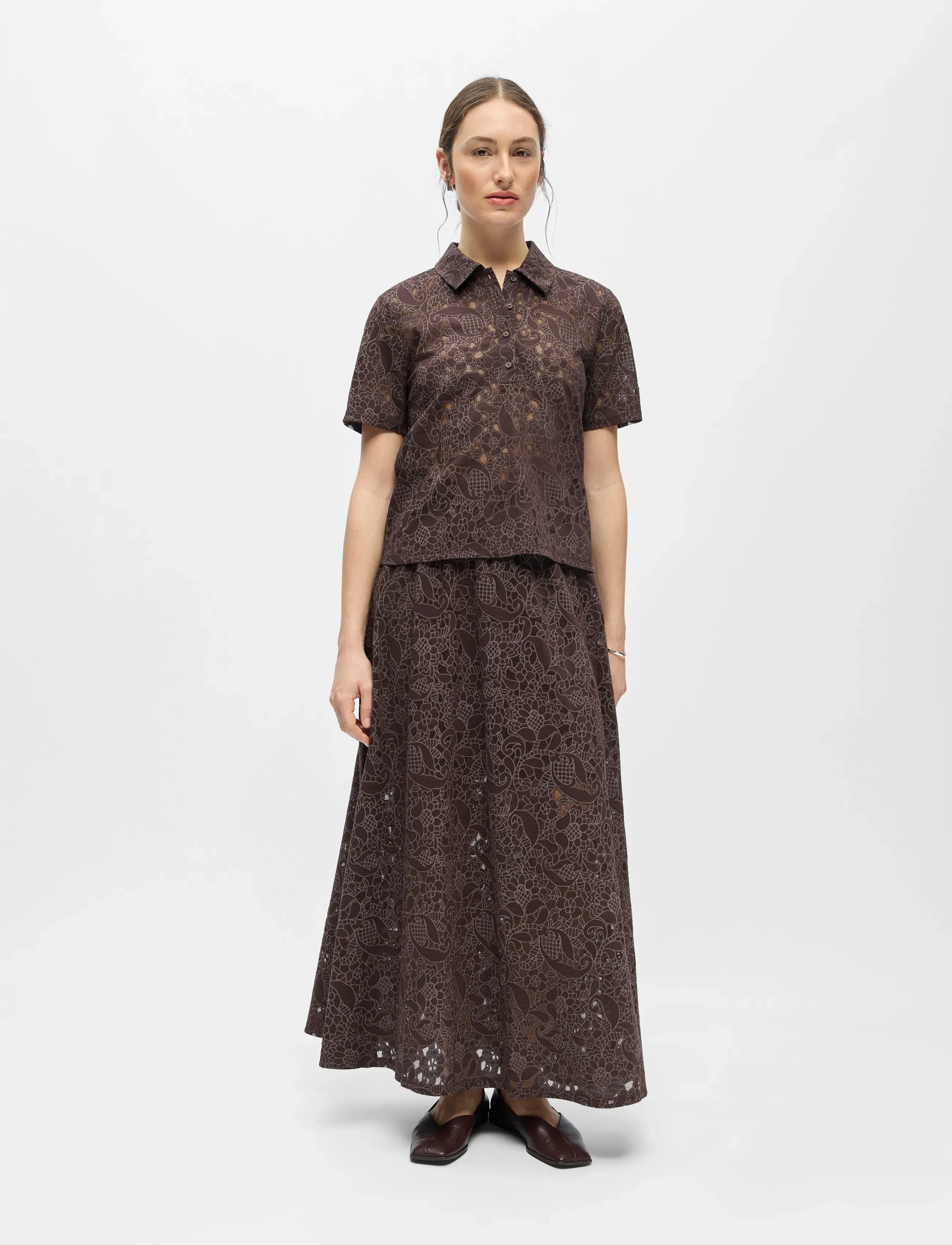 Object OBJBIANCA S/S LO POLO TOP NOOS - T-skjorter & Topper - SEAL BROWN / brown