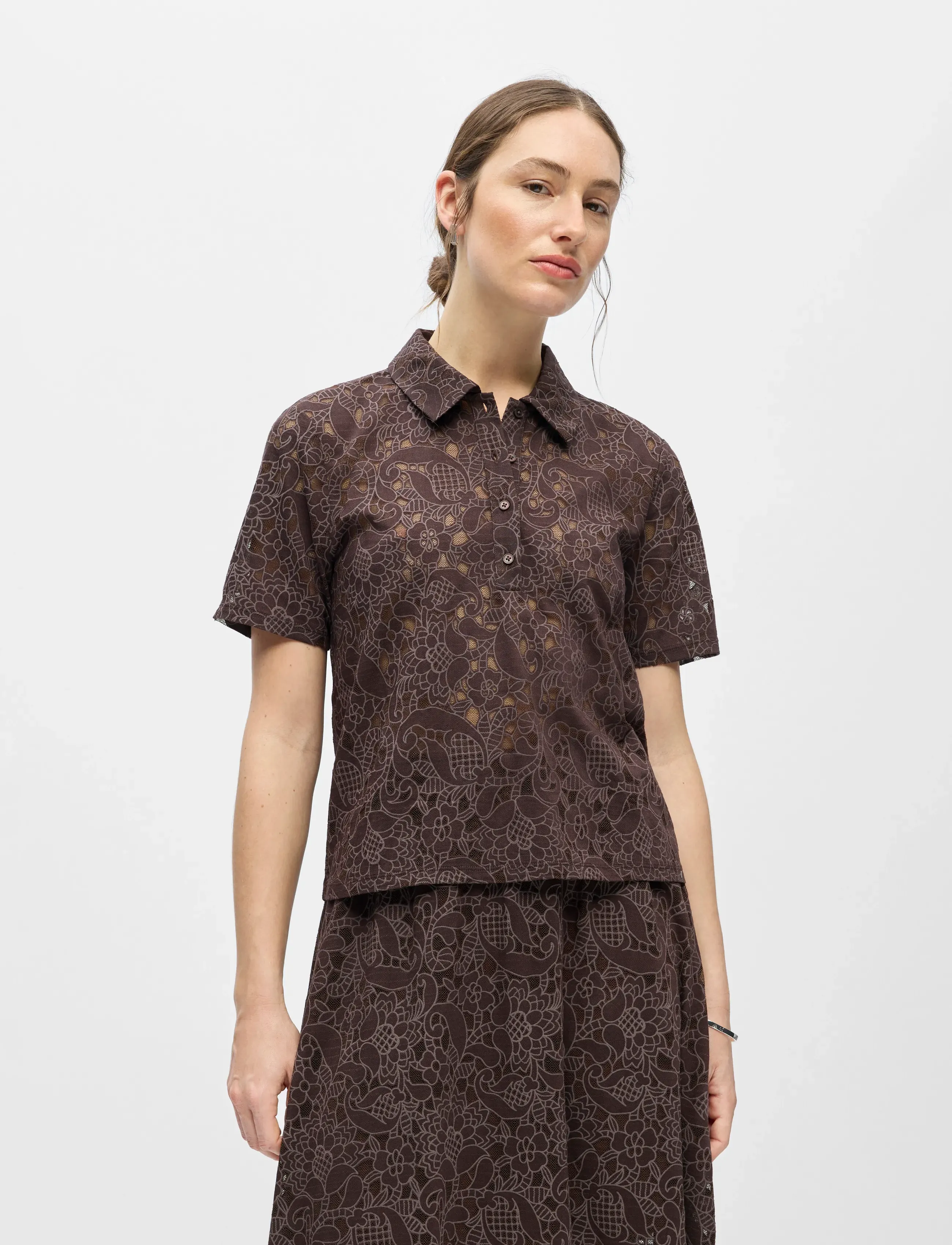 Object - OBJBIANCA S/S LO POLO TOP NOOS - poloshirts - seal brown - 3
