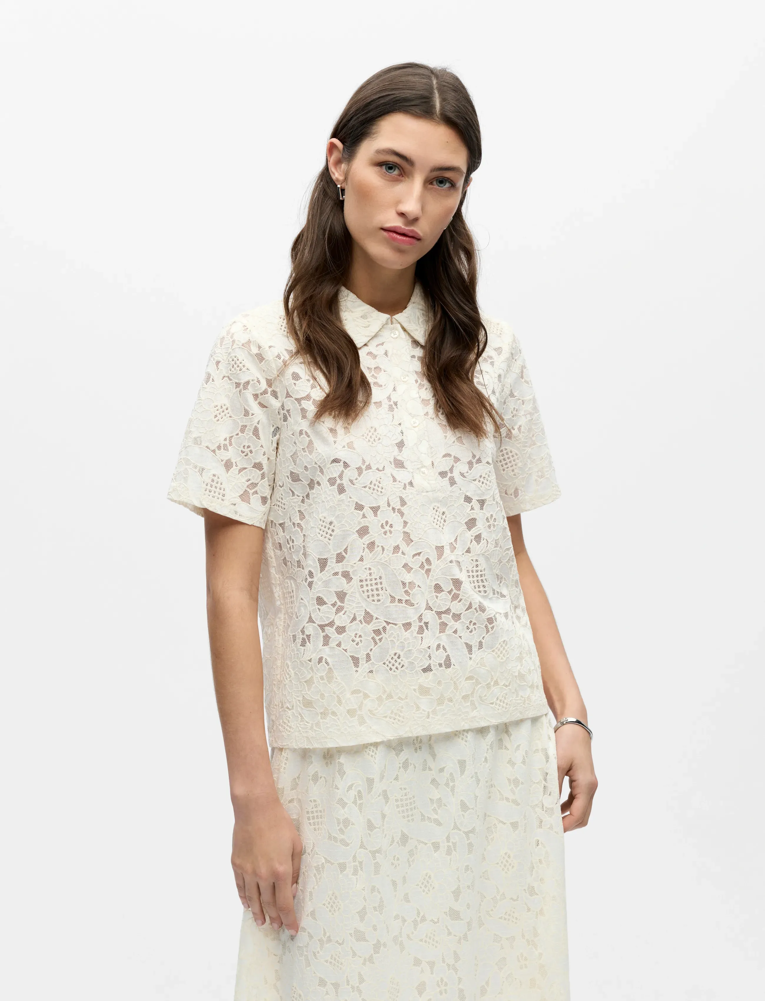 Object - OBJBIANCA S/S LO POLO TOP NOOS - laveste priser - white sand - 3