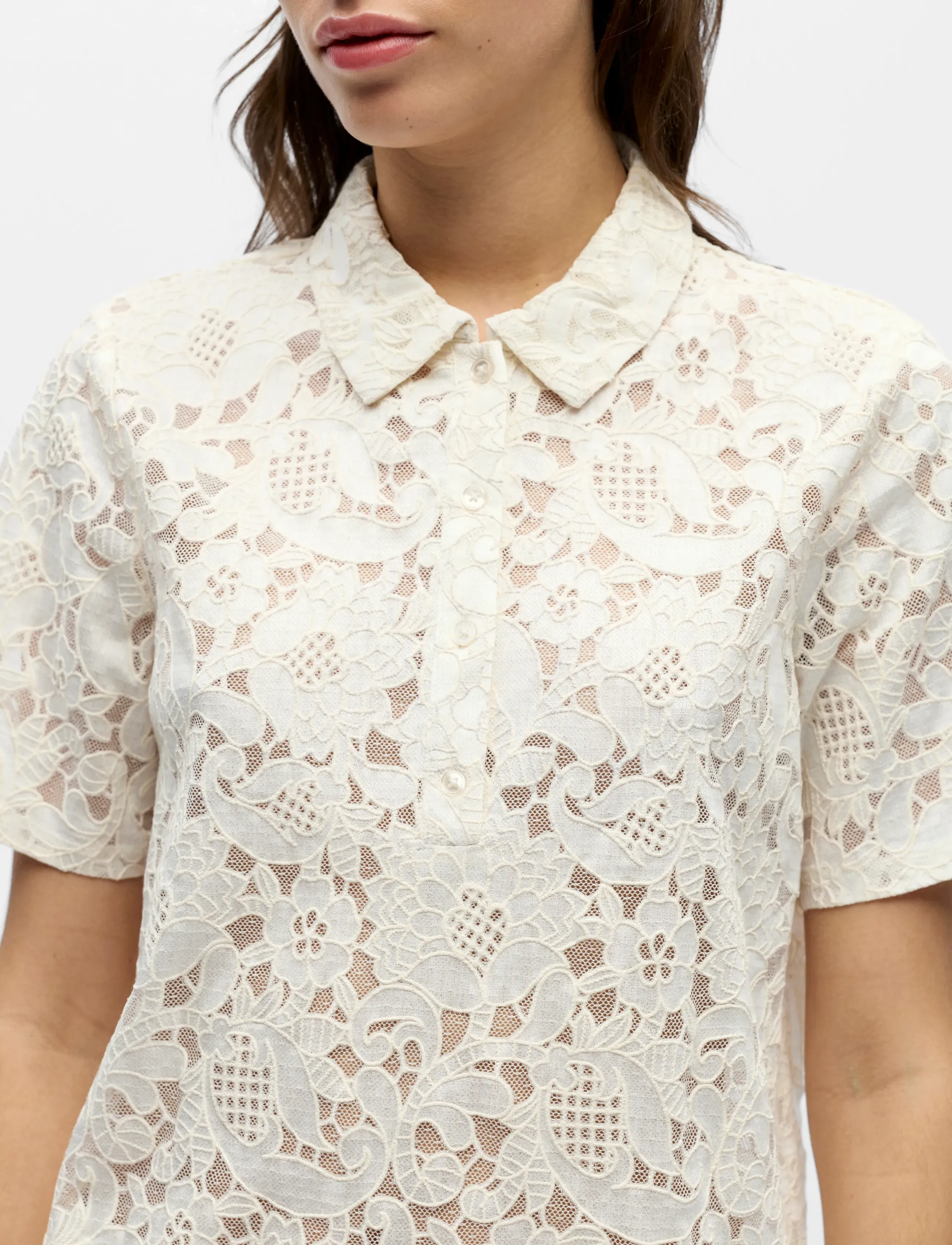 Object - OBJBIANCA S/S LO POLO TOP NOOS - laveste priser - white sand - 5